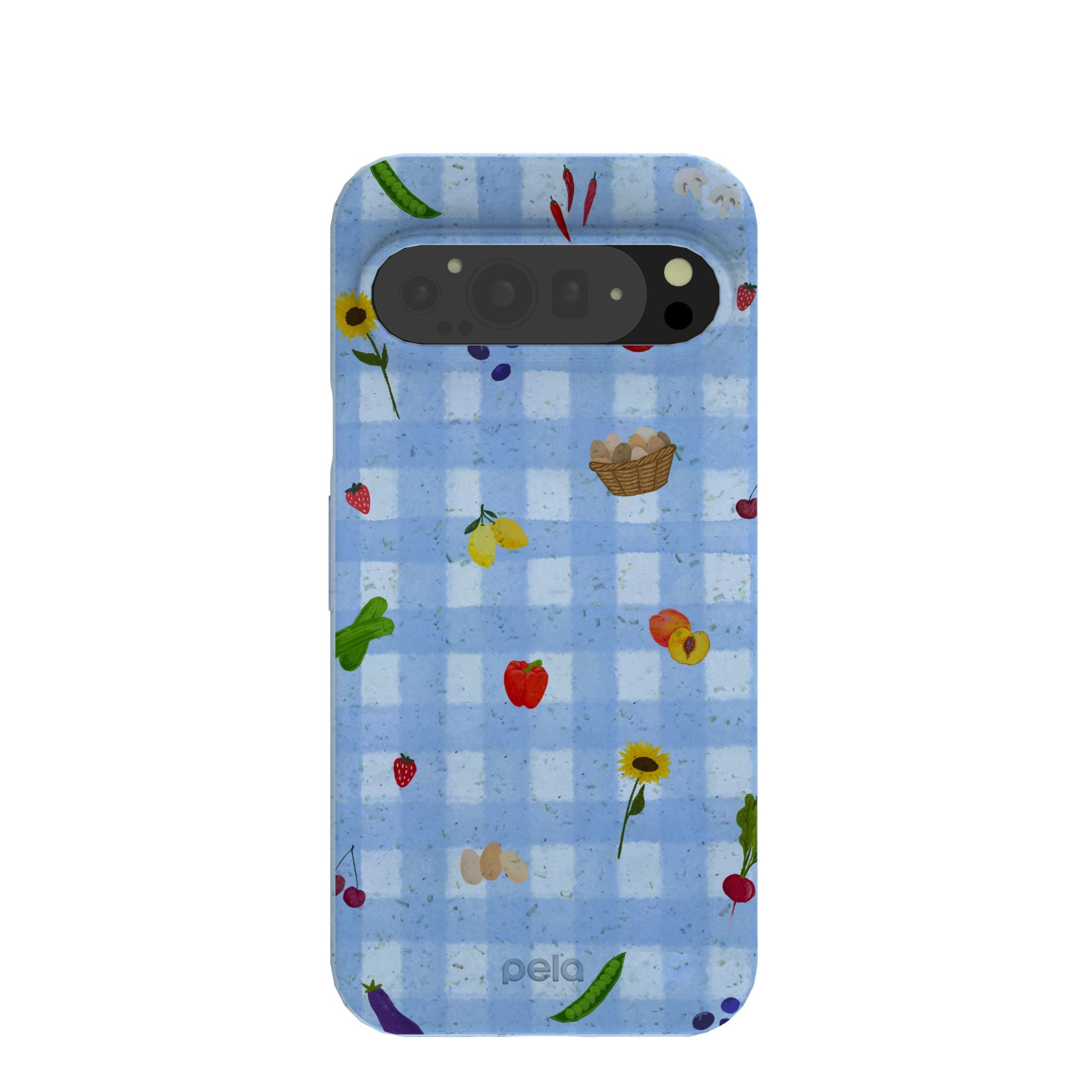 Powder Blue Gingham Farmhouse Google Pixel 9 Pro XL Case Refurbished - Pela Case refurbished available on Cerqular