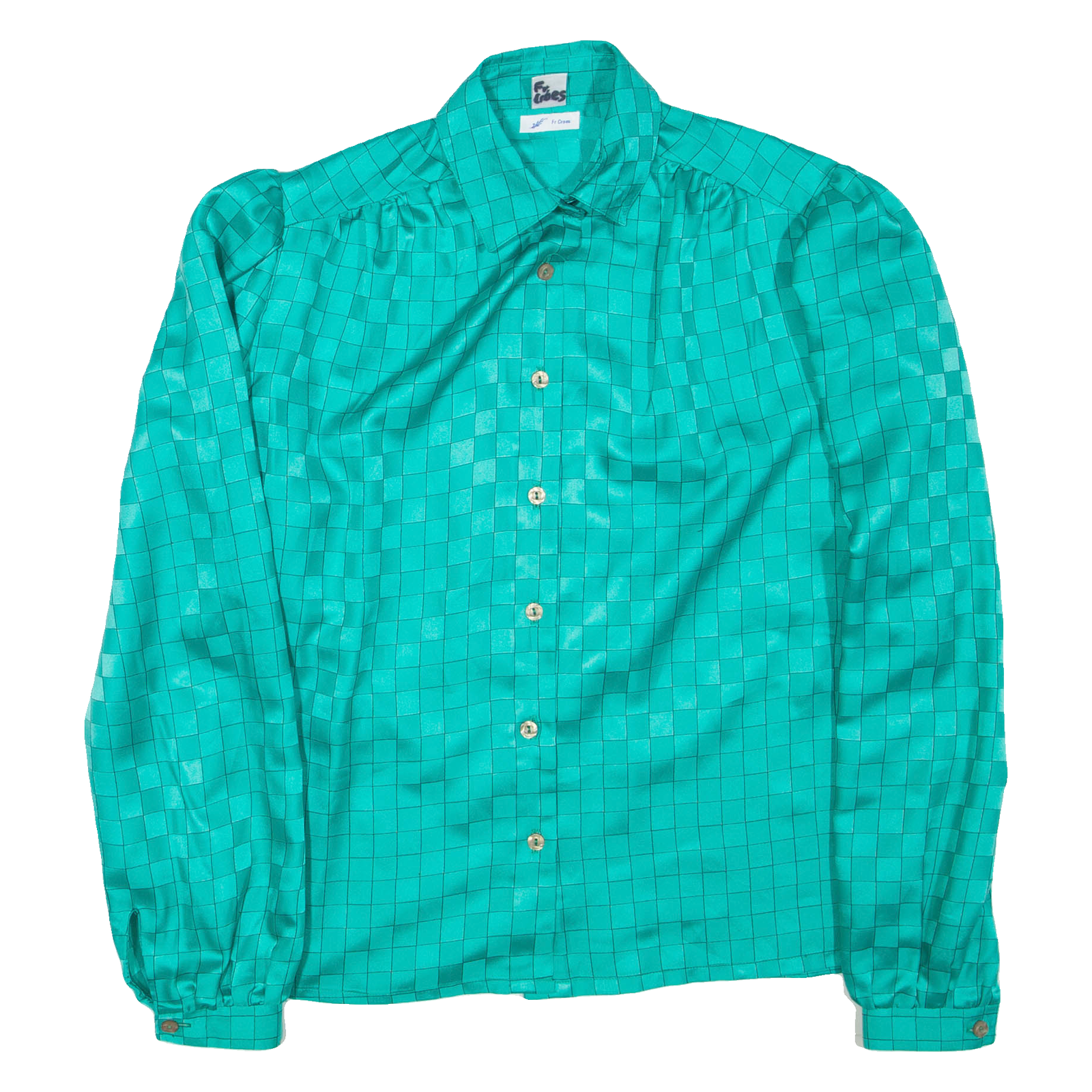 Womens Printed Blouse Green Collared Long Sleeve Check L Refurbished - N/A refurbished available on Cerqular