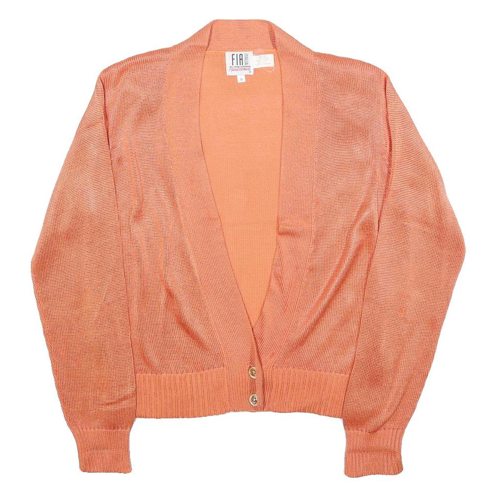 FIA ITALIA Womens Peach Plain Button Up Cotton Blend Jumper S Lightweight Refurbished - N/A refurbished available on Cerqular