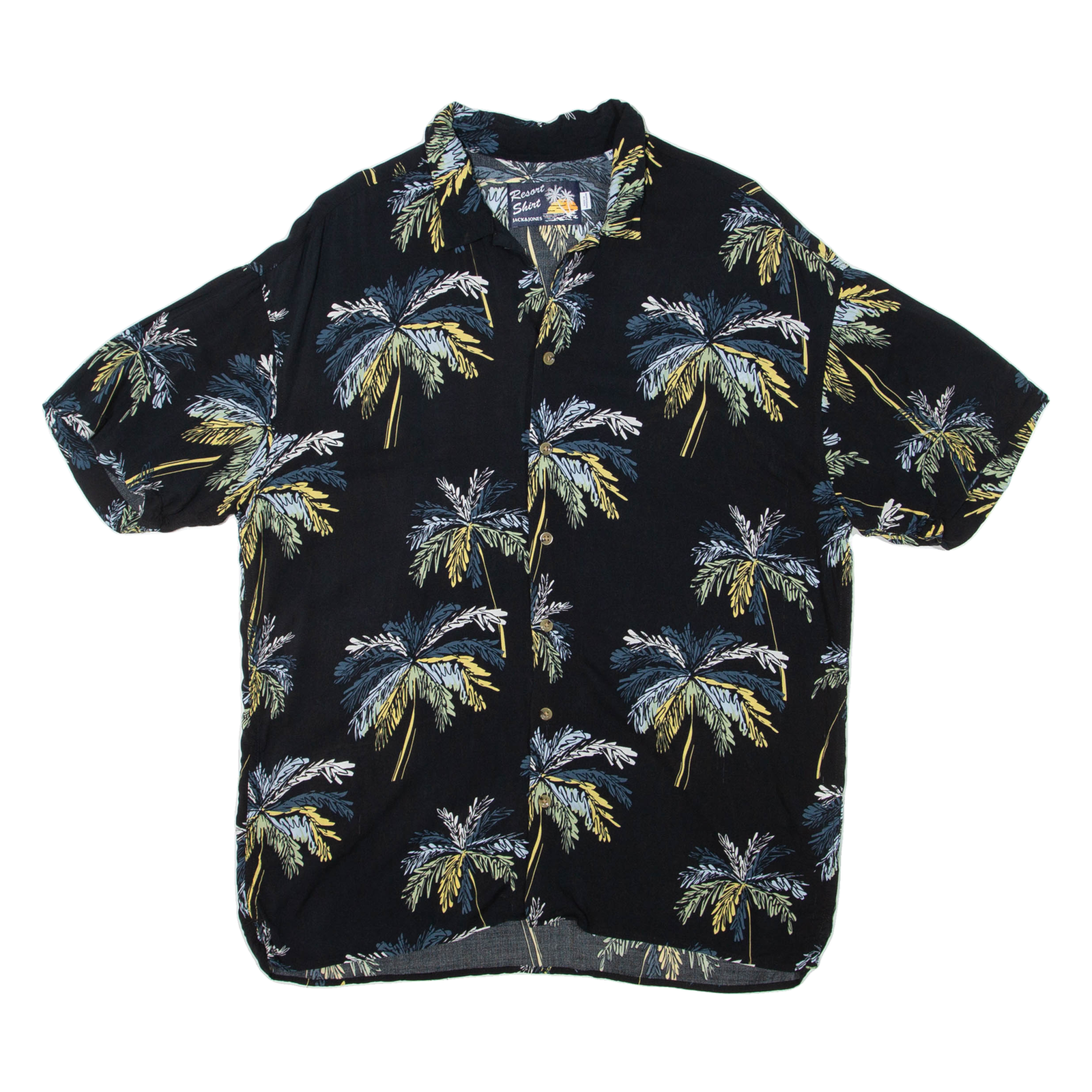JACK & JONES Mens Hawaiian Shirt Black Viscose Floral M Refurbished - N/A refurbished available on Cerqular