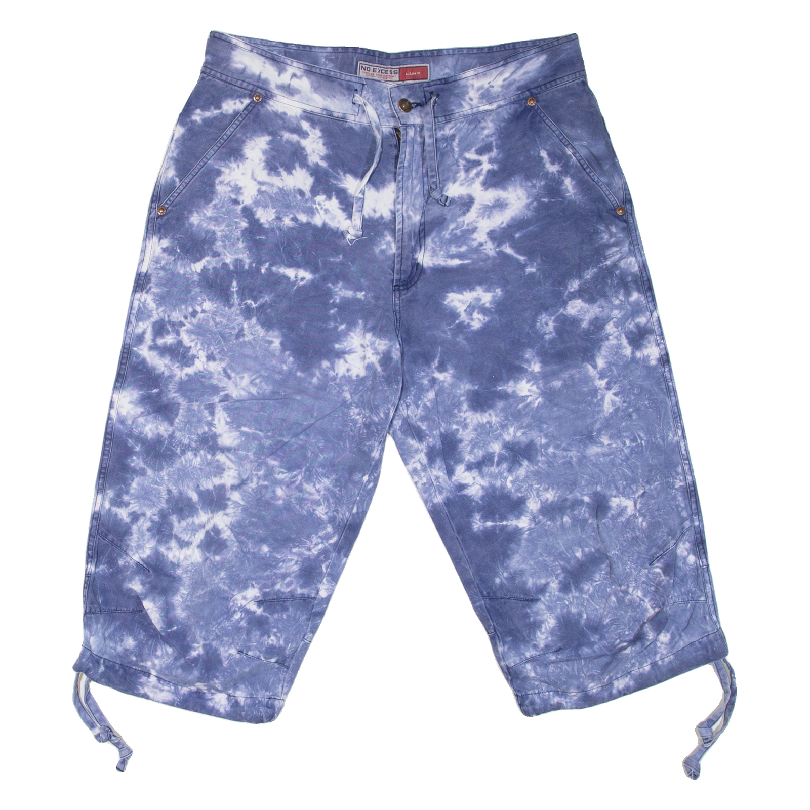 NO EXCESS Acid Wash Mens Pedal Pushers Shorts Blue Relaxed L W32 Refurbished - N/A refurbished available on Cerqular