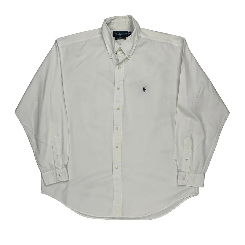 Blake Ralph Lauren Shirt - XL White Cotton Refurbished - Thrifted (note: this is a term often used to describe second- refurbished available on Cerqular