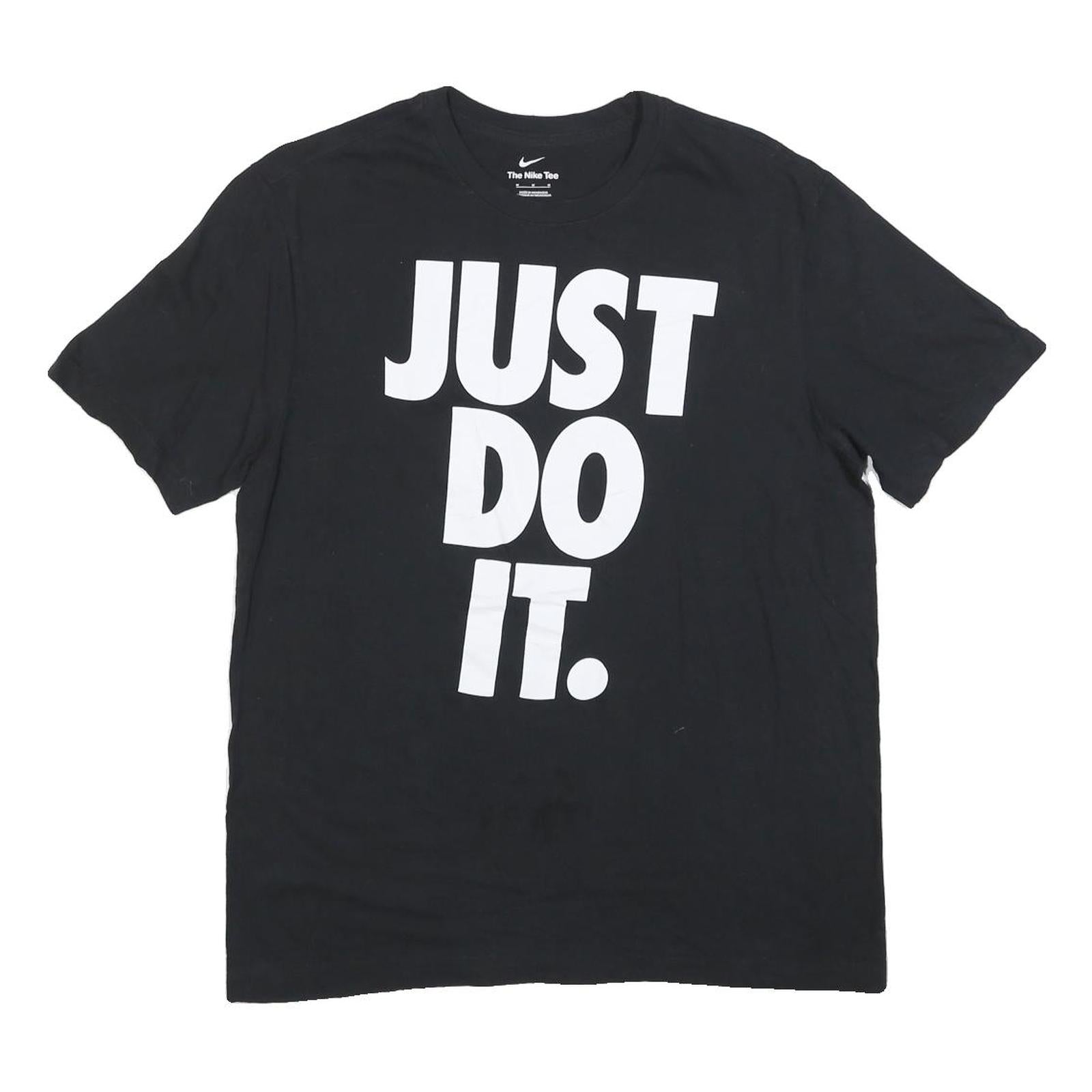 NIKE Mens Black Just Do It T-Shirt M Short Sleeve Crew Neck Cotton Blend Refurbished - N/A refurbished available on Cerqular