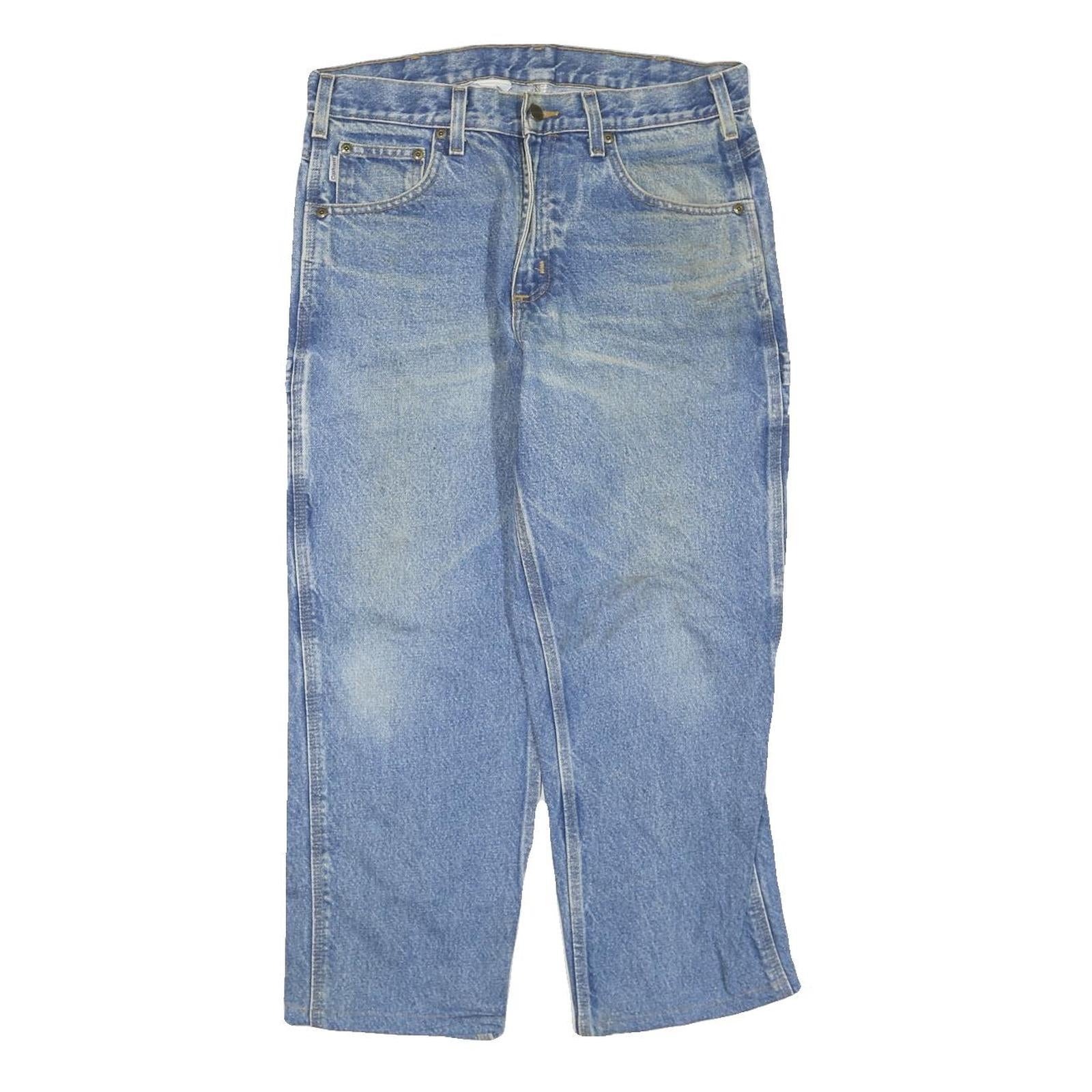 CARHARTT Mens Regular Fit Blue Denim Straight Jeans W34 L25 Workwear Zip Refurbished - N/A refurbished available on Cerqular