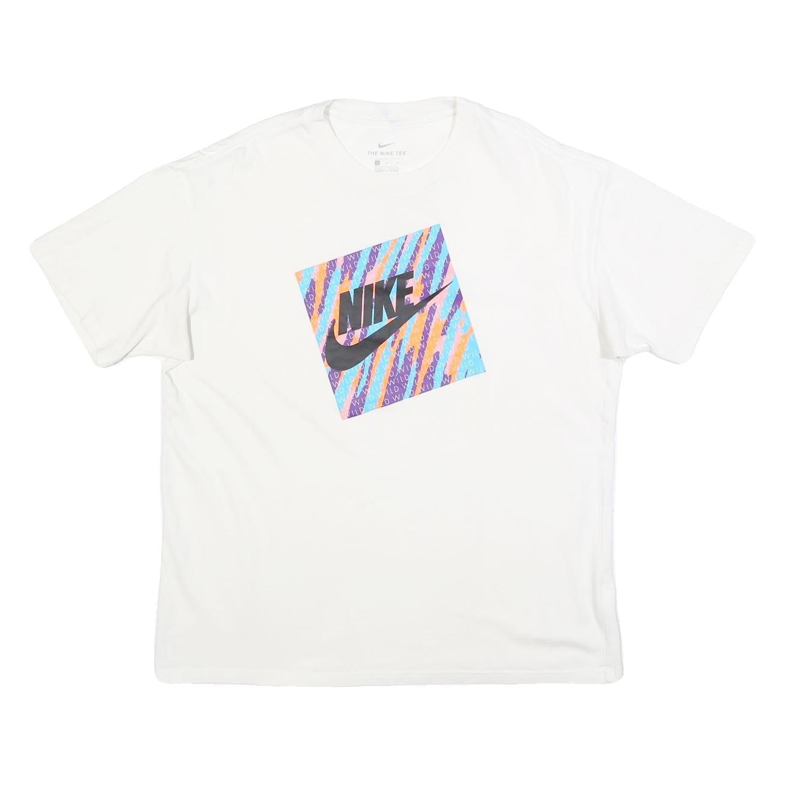 NIKE Mens White Graphic T-Shirt L Short Sleeve Crew Neck Crazy Wild Text Print Refurbished - N/A refurbished available on Cerqular