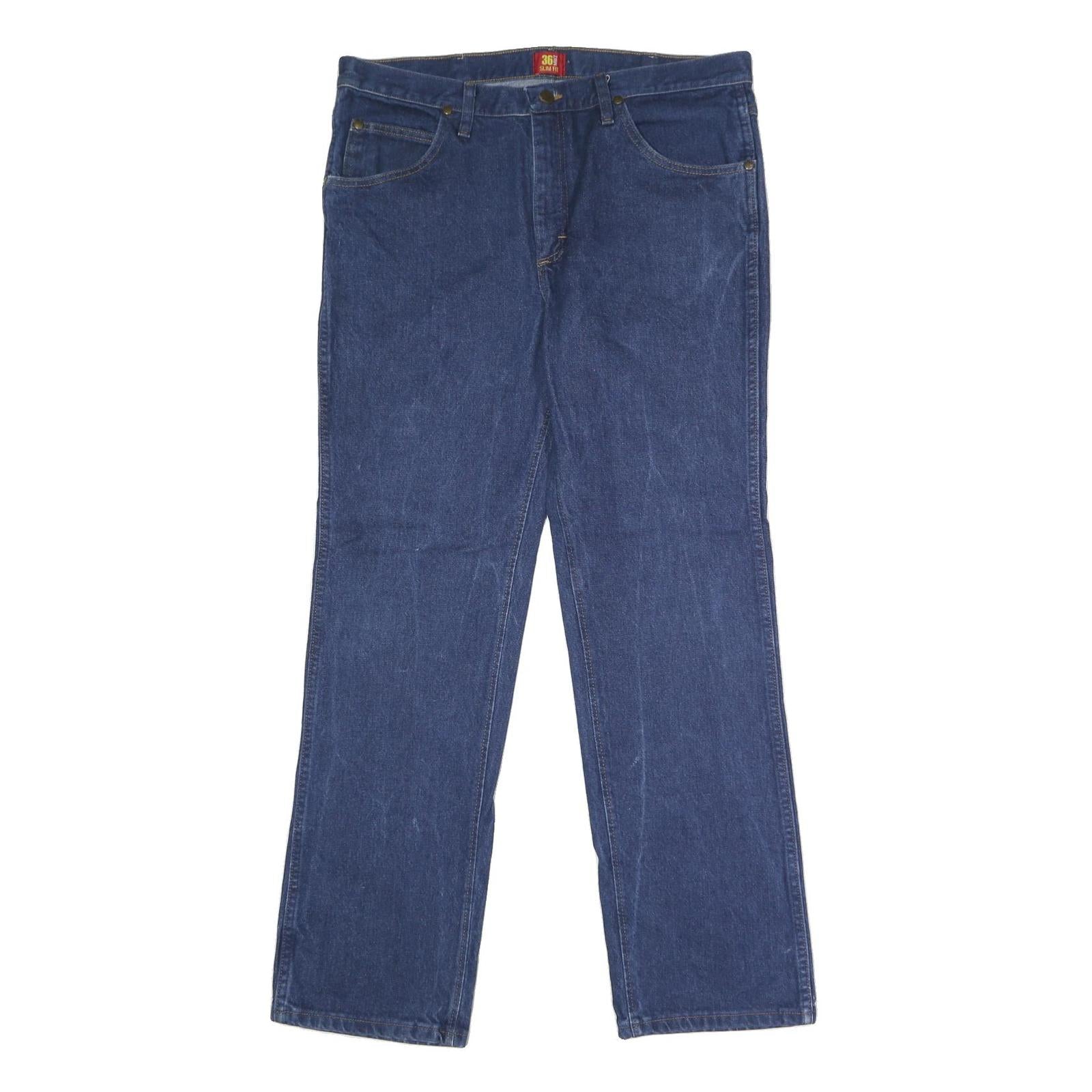 WRANGLER Mens Blue Slim Fit Straight Denim Jeans W36 L32 Classic Cotton Zip Refurbished - N/A refurbished available on Cerqular