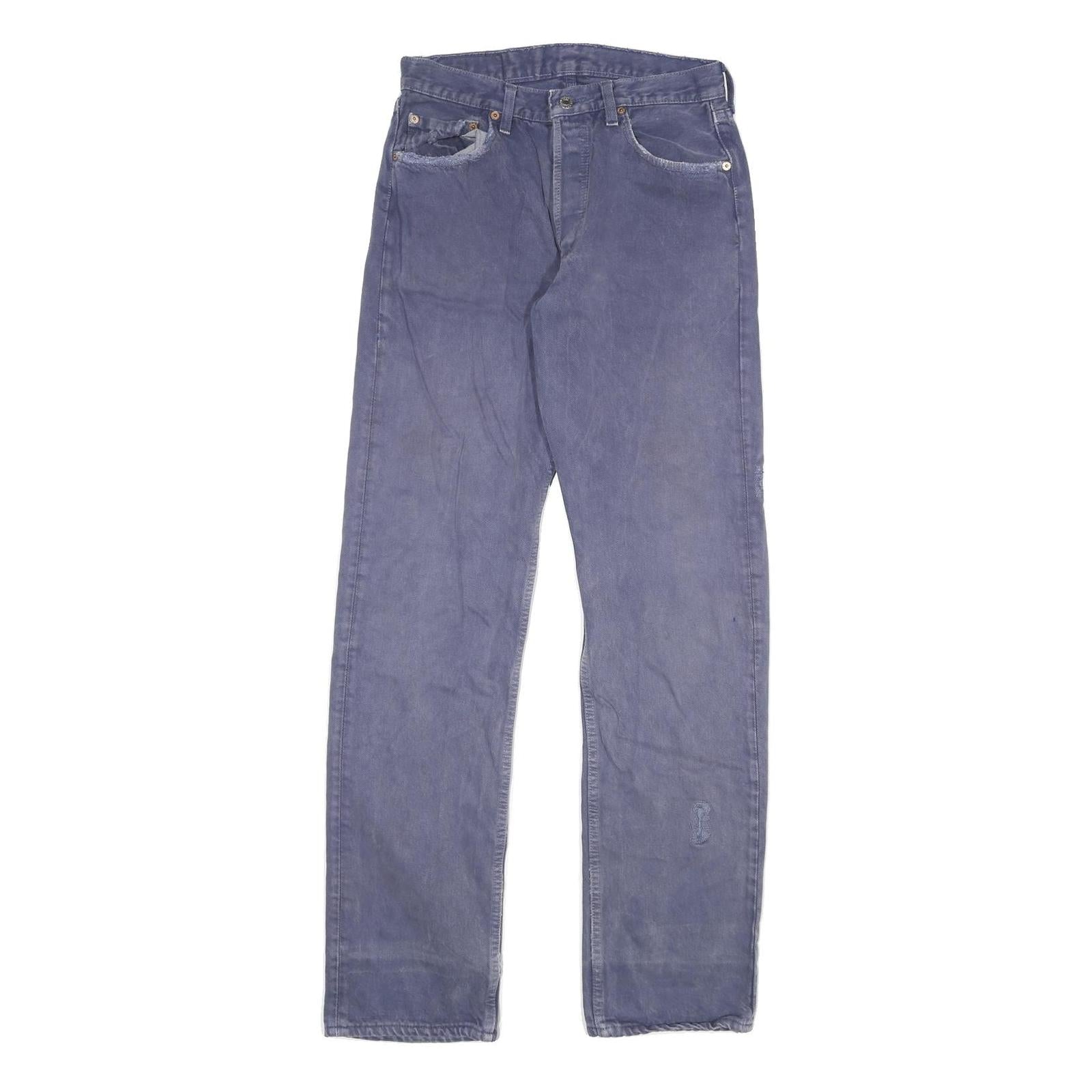 LEVI'S 501 Mens Jeans Blue Regular Straight Denim Medium W28 L32 Classic Button Refurbished - N/A refurbished available on Cerqular