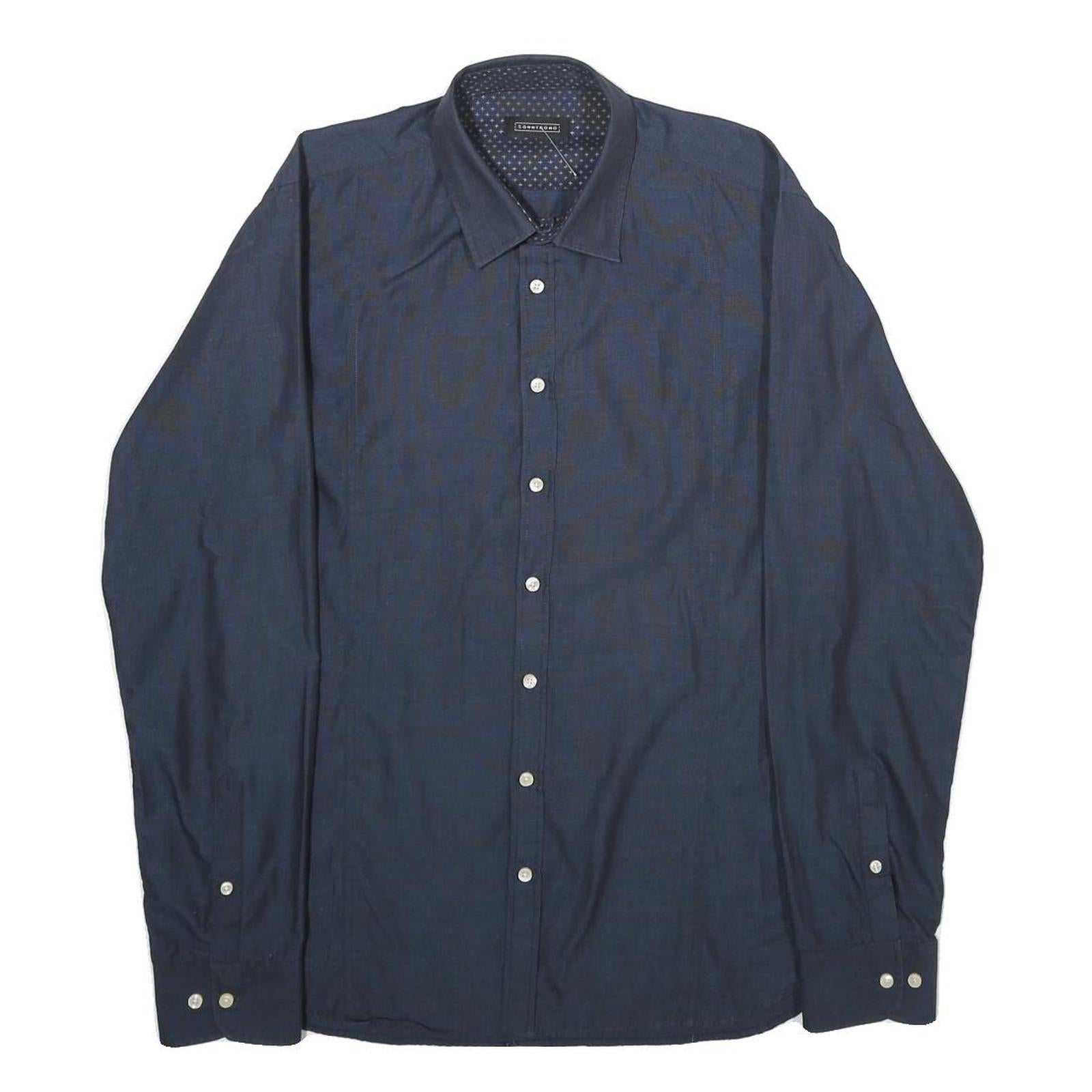 SONNYBONO Mens Blue Shirt M Classic Polyester Blend Long Sleeve Button Closure Refurbished - N/A refurbished available on Cerqular