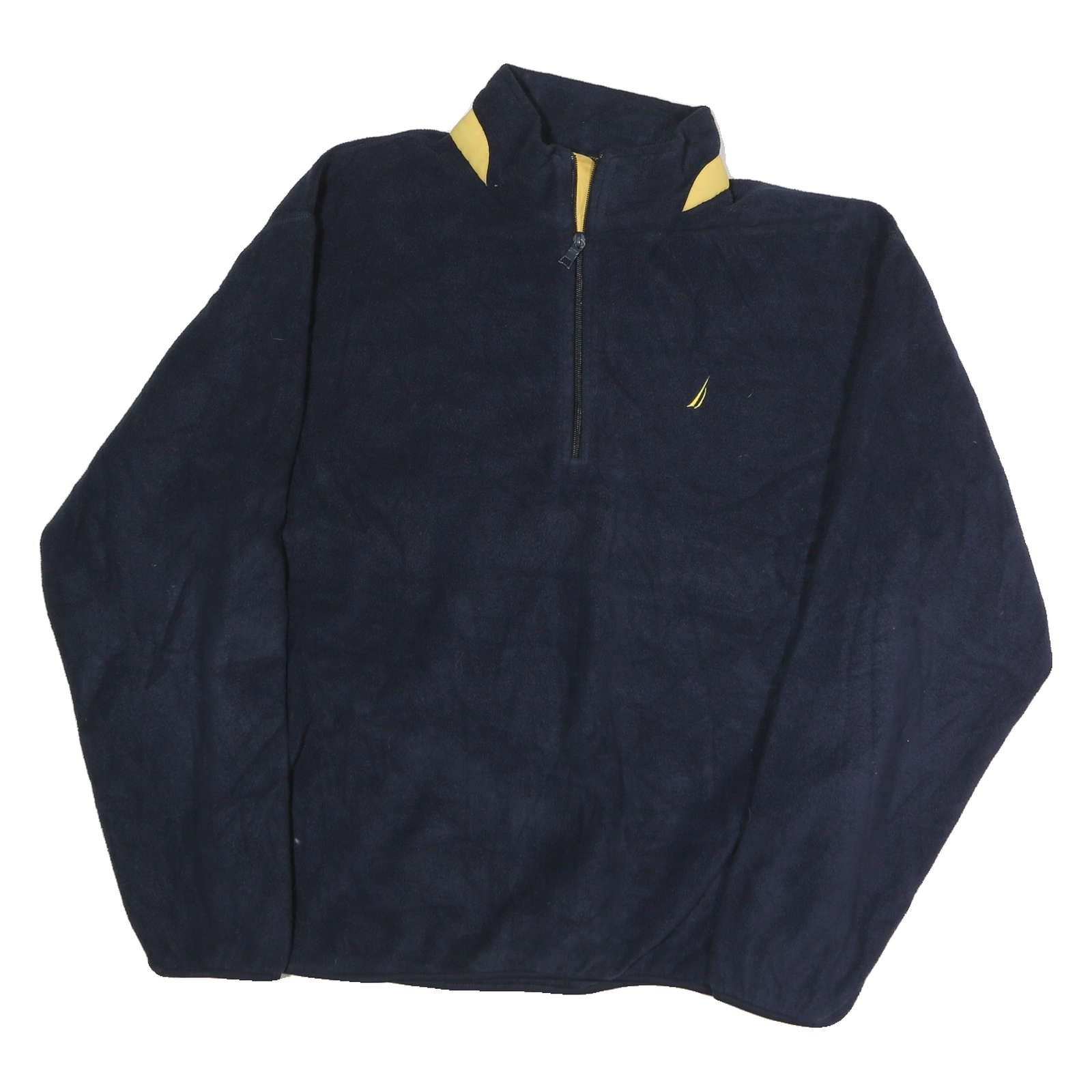NAUTICA Mens Navy & Yellow Patterned Jumper 1/4 Zip Polyester XL Casual Pullover Refurbished - N/A refurbished available on Cerqular
