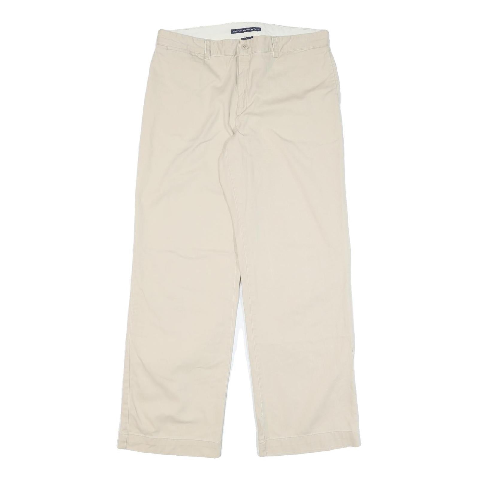 RALPH LAUREN SPORT Womens Cotton Blend Beige Relaxed Straight Trousers W32 L30 Refurbished - N/A refurbished available on Cerqular