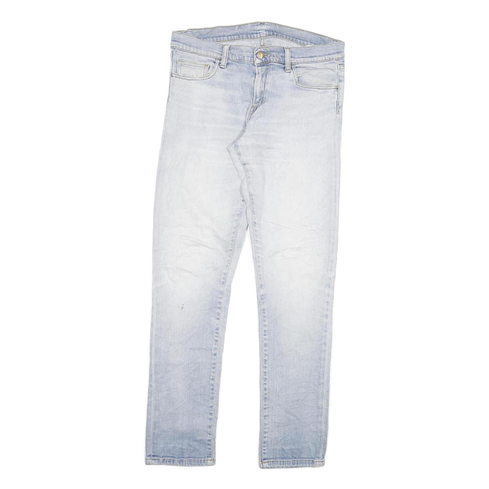 CARHARTT Mens Jeans Blue Regular Slim Denim Light W32 L32 Zip Cotton Blend Refurbished - N/A refurbished available on Cerqular