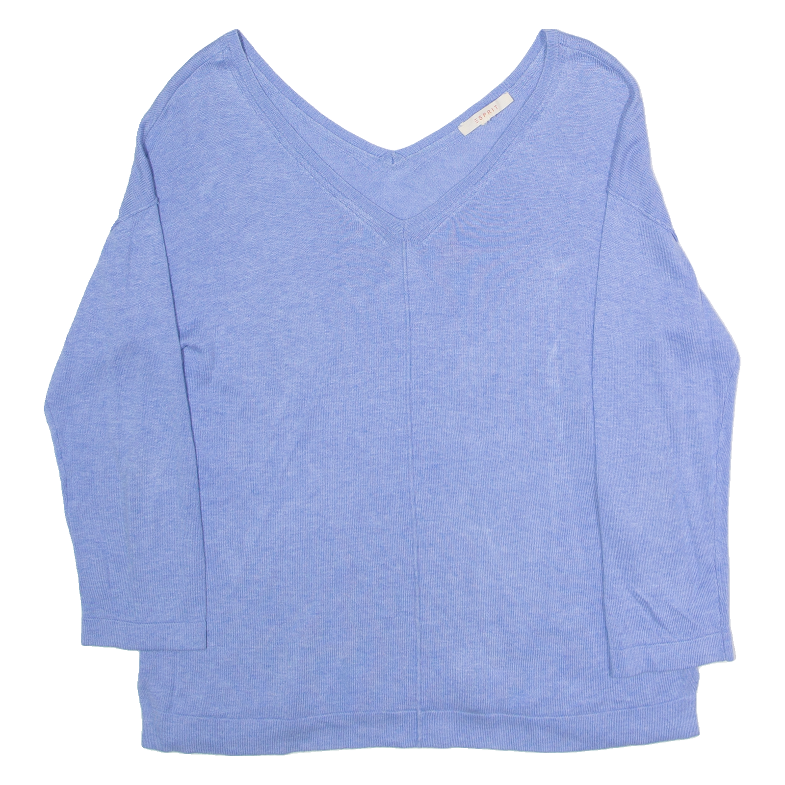 ESPRIT Womens Jumper Blue V-Neck Tight Knit 3/4 Sleeve M Refurbished - N/A refurbished available on Cerqular