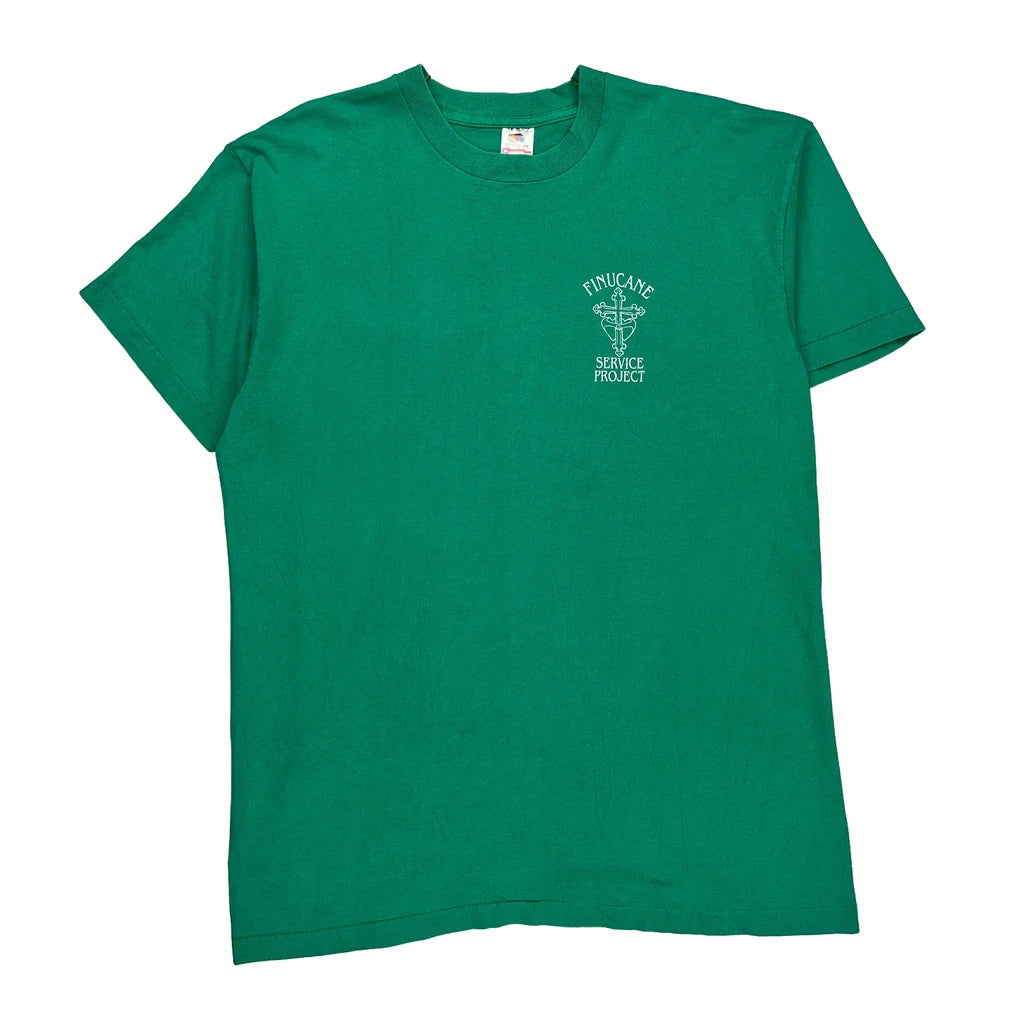 Finucane Service Project Fruit Of The Loom Single Stitch T-Shirt - XL Green Cotton Refurbished - Thrifted (note: this is a term often used to describe second- refurbished available on Cerqular
