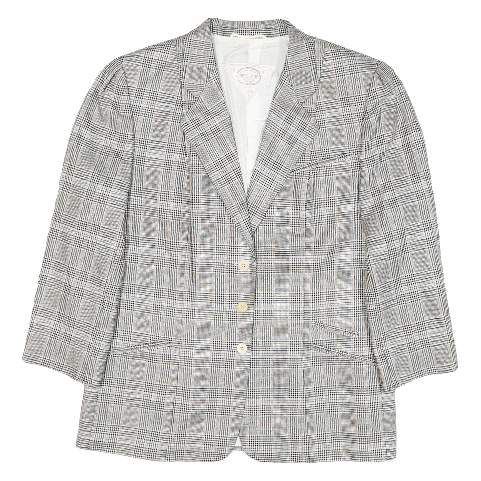JOBIS Womens Grey Check Cotton Blend Classic Jacket M Button Closure Tailored Refurbished - N/A refurbished available on Cerqular