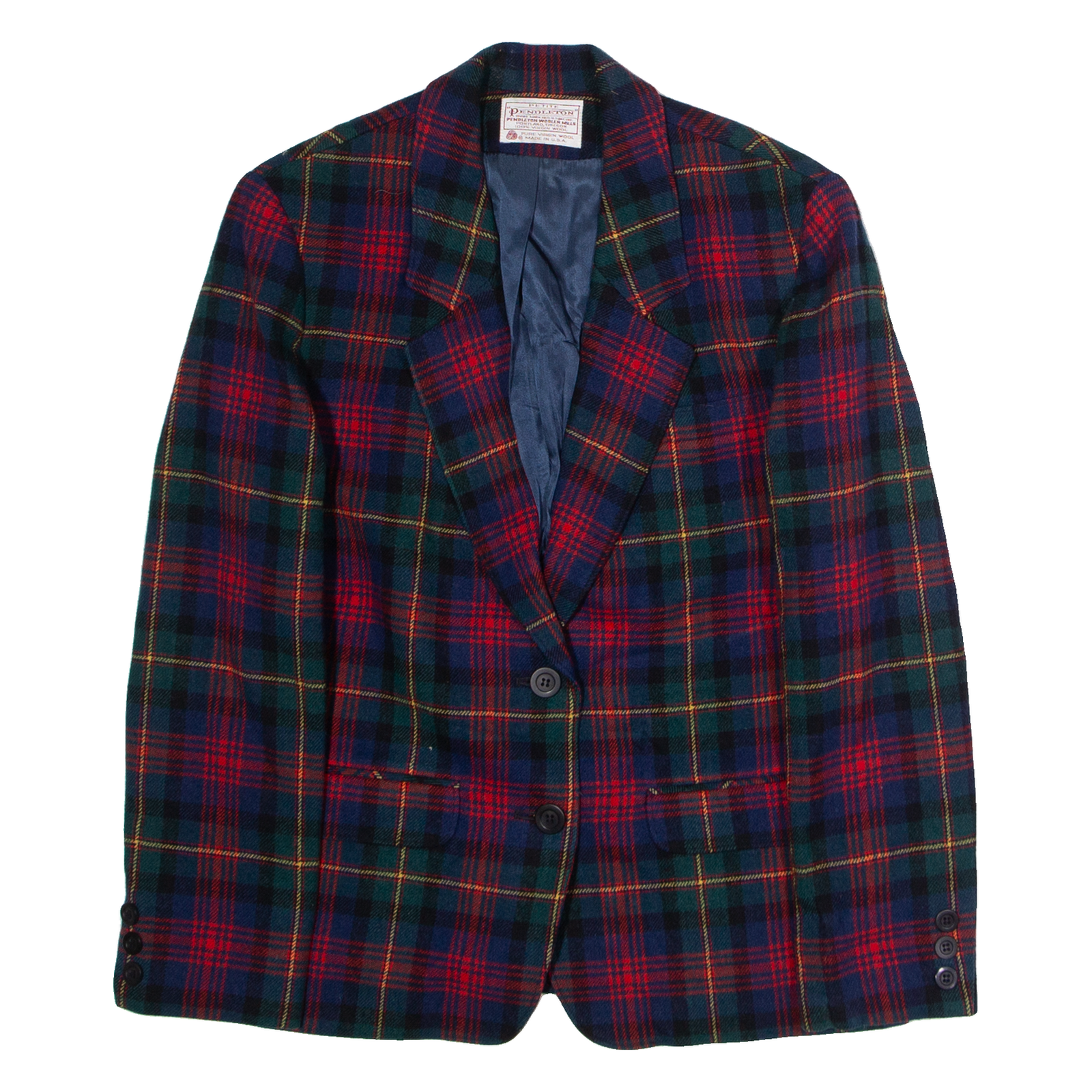 PENDLETON Womens Blazer Jacket Green Wool 90s Plaid UK 10 Refurbished - N/A refurbished available on Cerqular