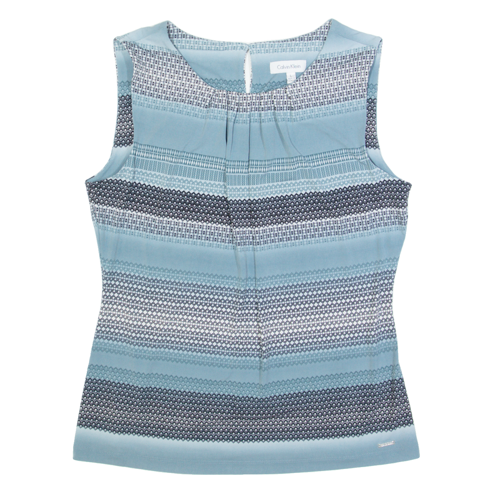 CALVIN KLEIN Womens Printed Vest Blue Sleeveless Striped L Refurbished - N/A refurbished available on Cerqular