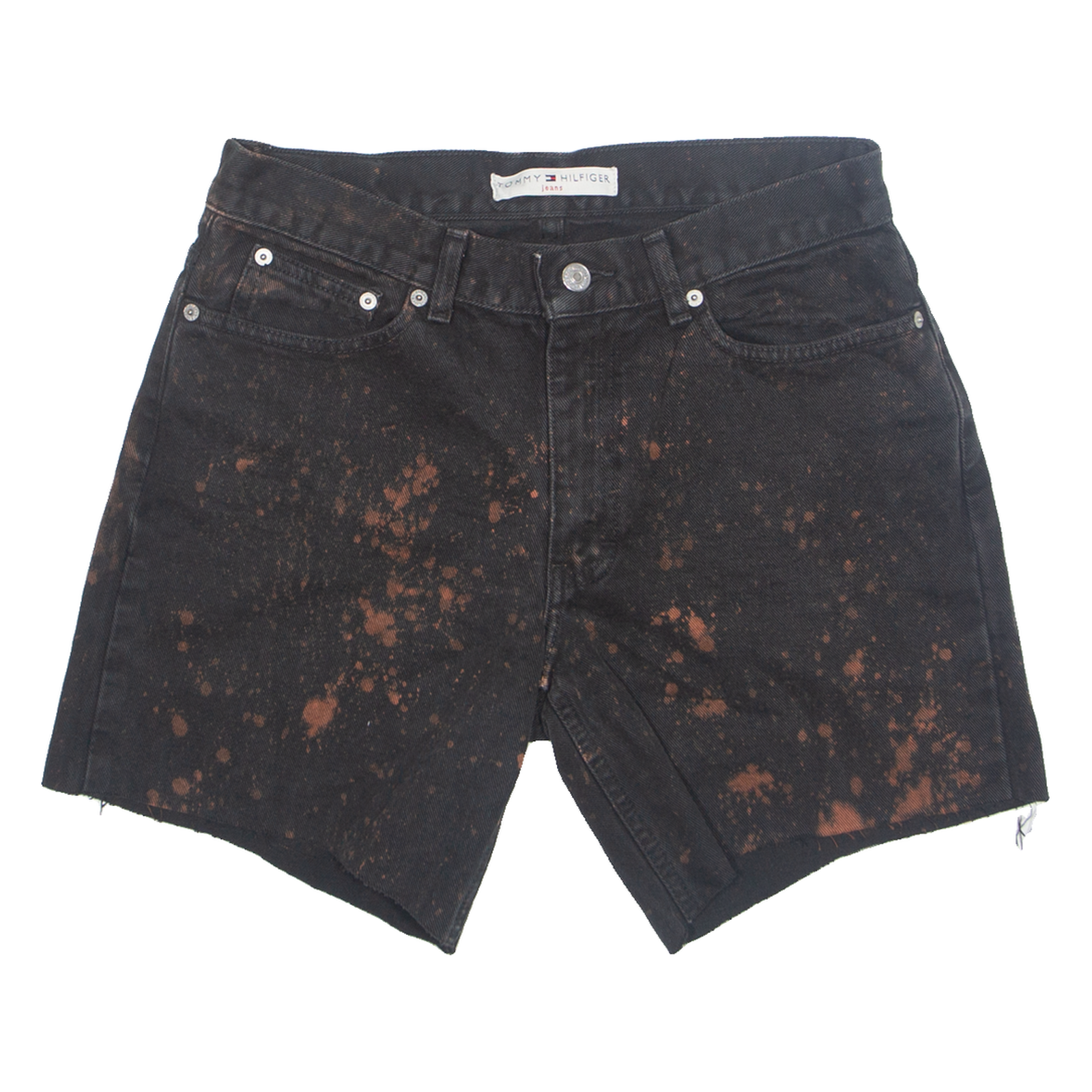 TOMMY HILFIGER Cut Off Mens Denim Shorts Black Crazy Pattern M W30 Refurbished - N/A refurbished available on Cerqular