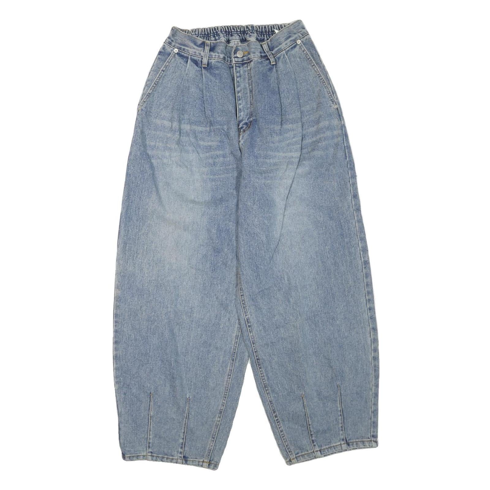 Womens Blue Regular Fit Pleated Baggy Denim Jeans W28 L27 Zip Closure Refurbished - N/A refurbished available on Cerqular