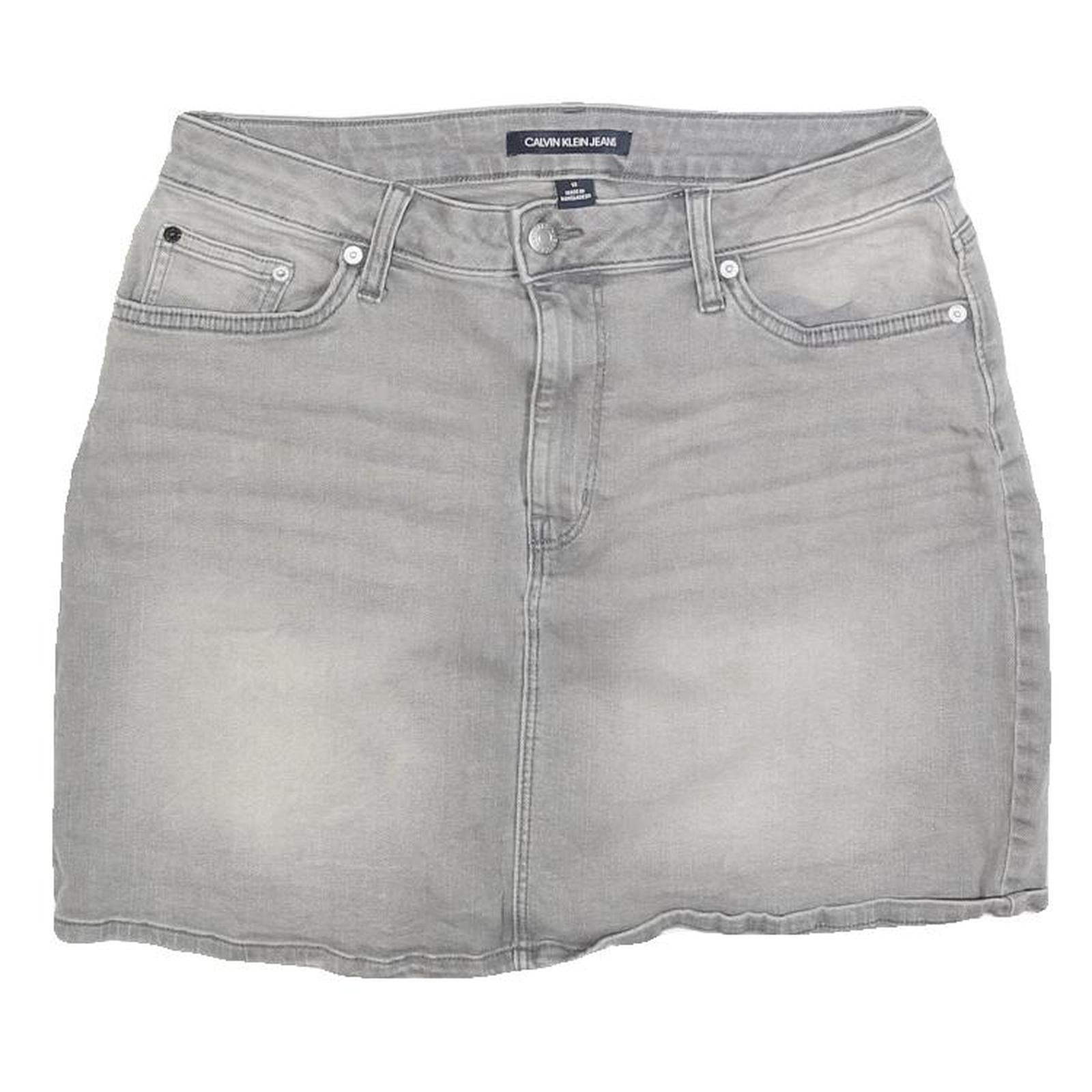 CALVIN KLEIN JEANS Womens Grey Denim Mini Skirt Cotton Blend M Casual Stylish Refurbished - N/A refurbished available on Cerqular