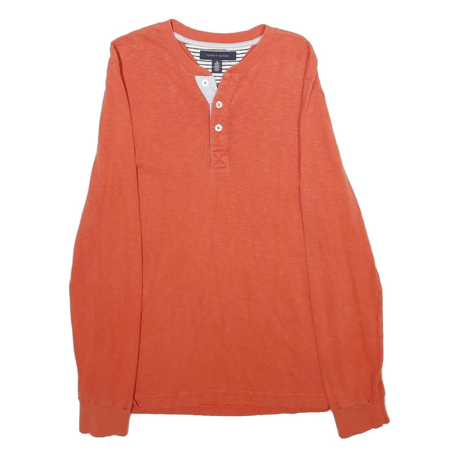 TOMMY HILFIGER Mens Orange Plain Cotton Pullover Crew Neck Basic Knit XS Casual Refurbished - N/A refurbished available on Cerqular