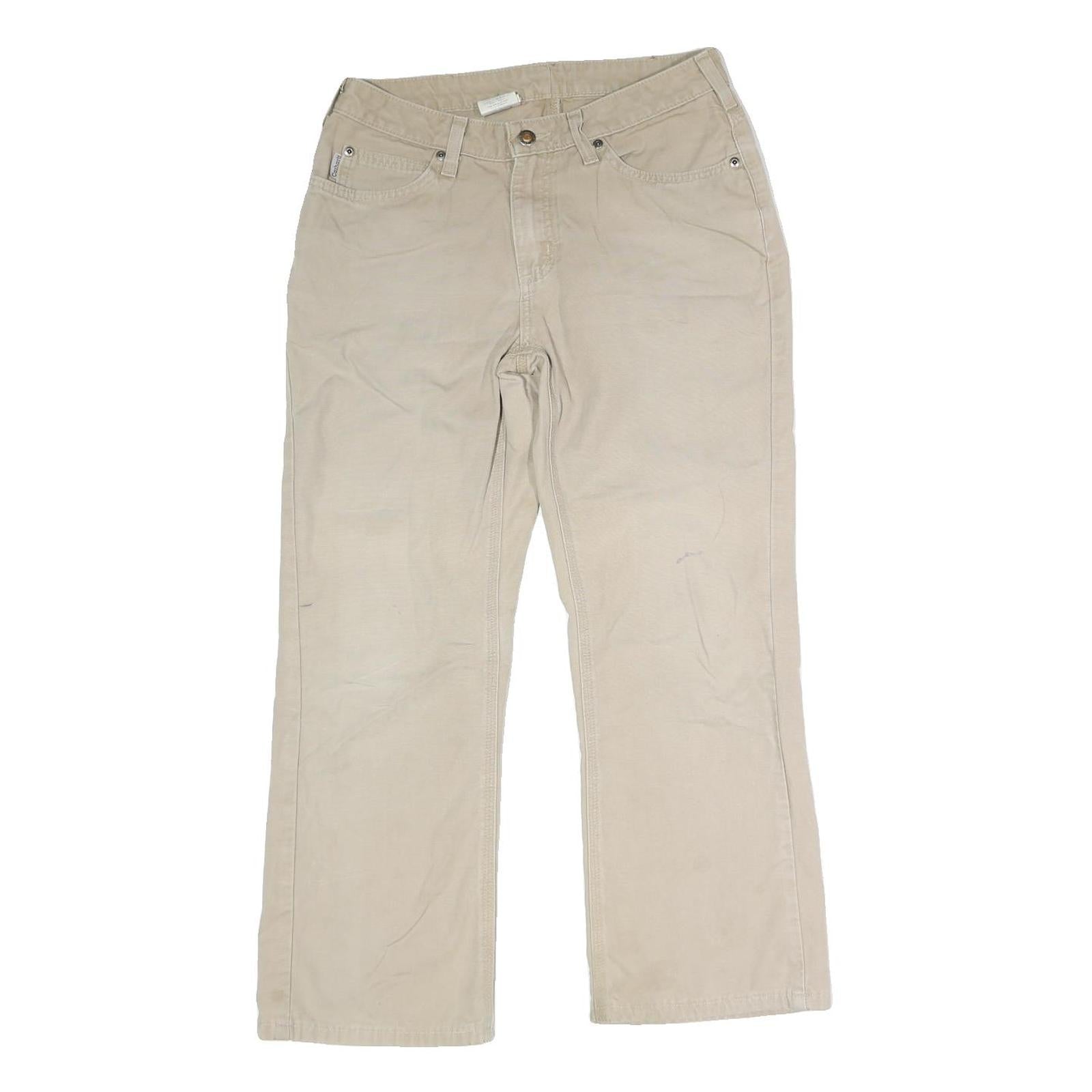 CARHARTT Mens Cotton Blend Beige Regular Fit Straight Leg Trousers W31 L29 Refurbished - N/A refurbished available on Cerqular