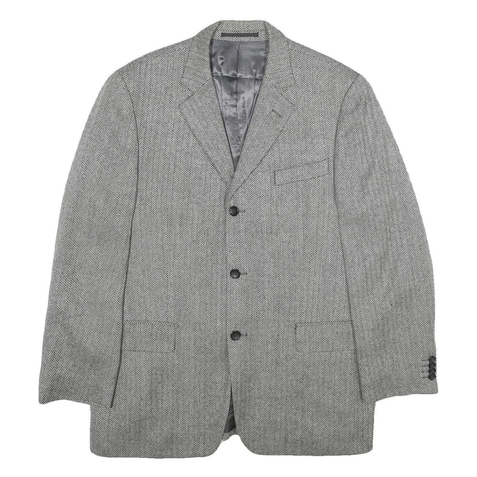 LANIFICIO CAMPORE Mens Grey Wool Blend Classic Jacket XL Woven Button Formal Refurbished - N/A refurbished available on Cerqular