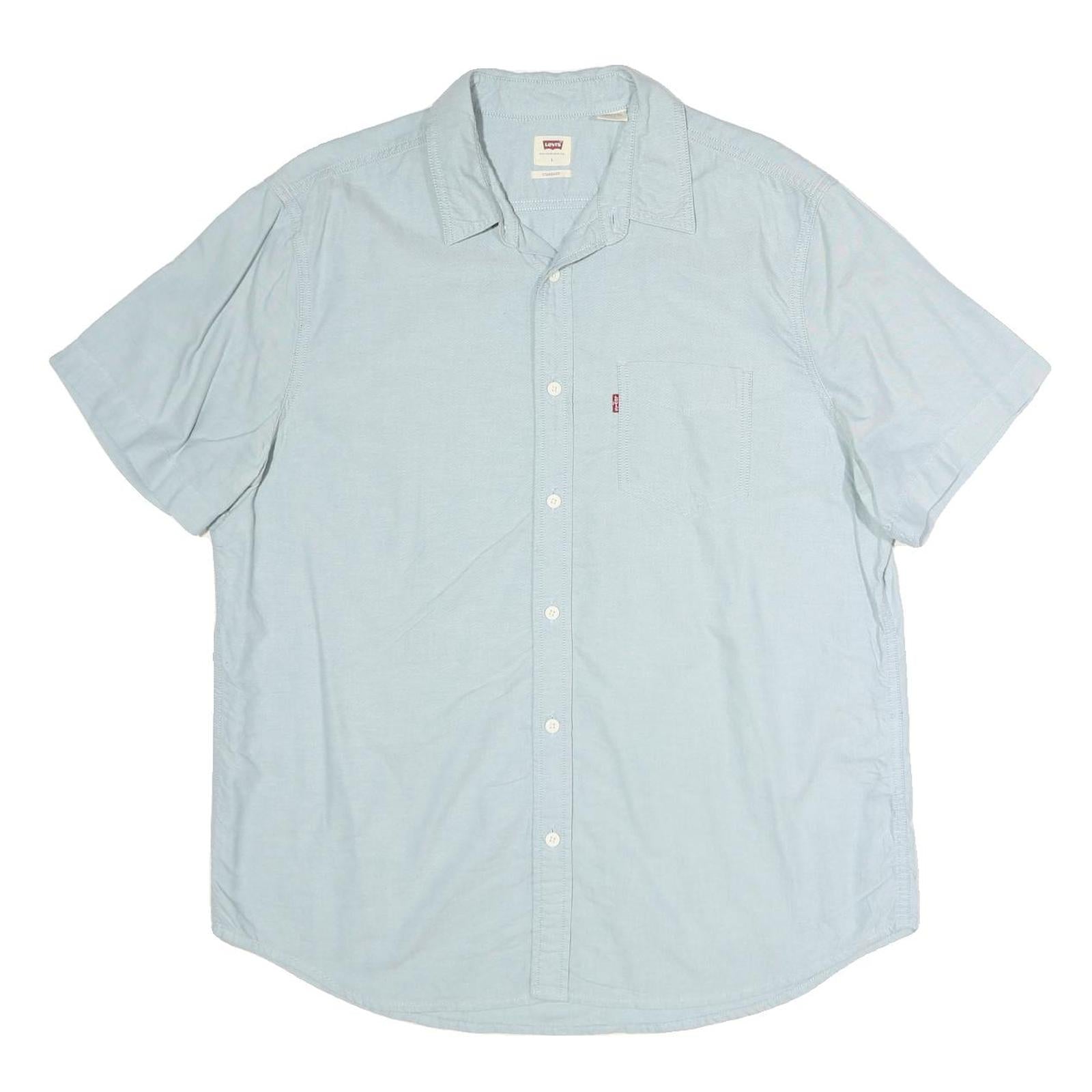 LEVI'S Mens Blue Plain Shirt L Casual Cotton Button Shirt Summer Refurbished - N/A refurbished available on Cerqular