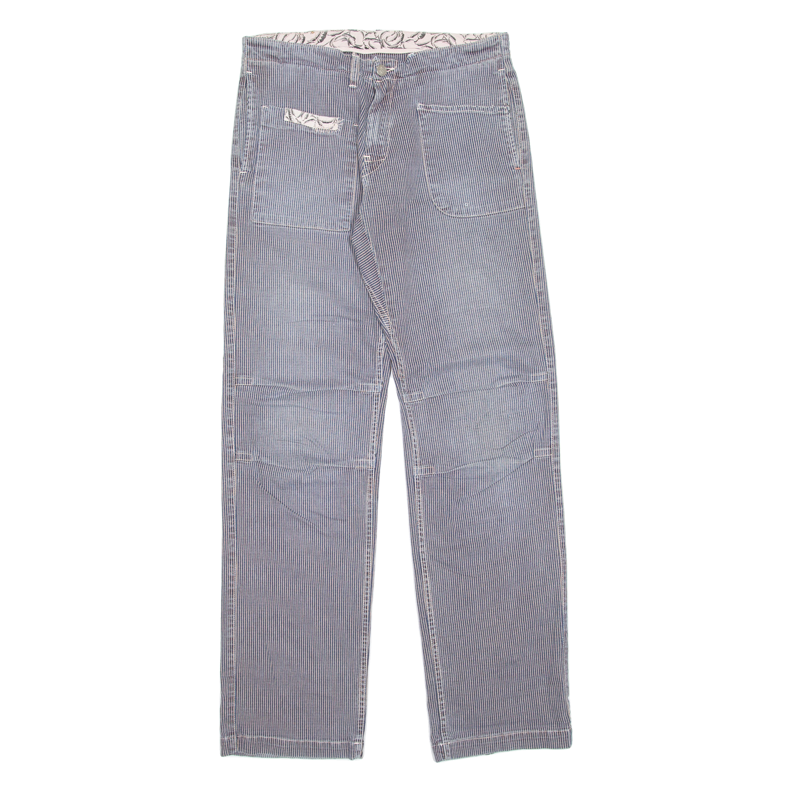RED CHILI Striped Womens Trousers Blue Regular Straight W30 L33 Refurbished - N/A refurbished available on Cerqular
