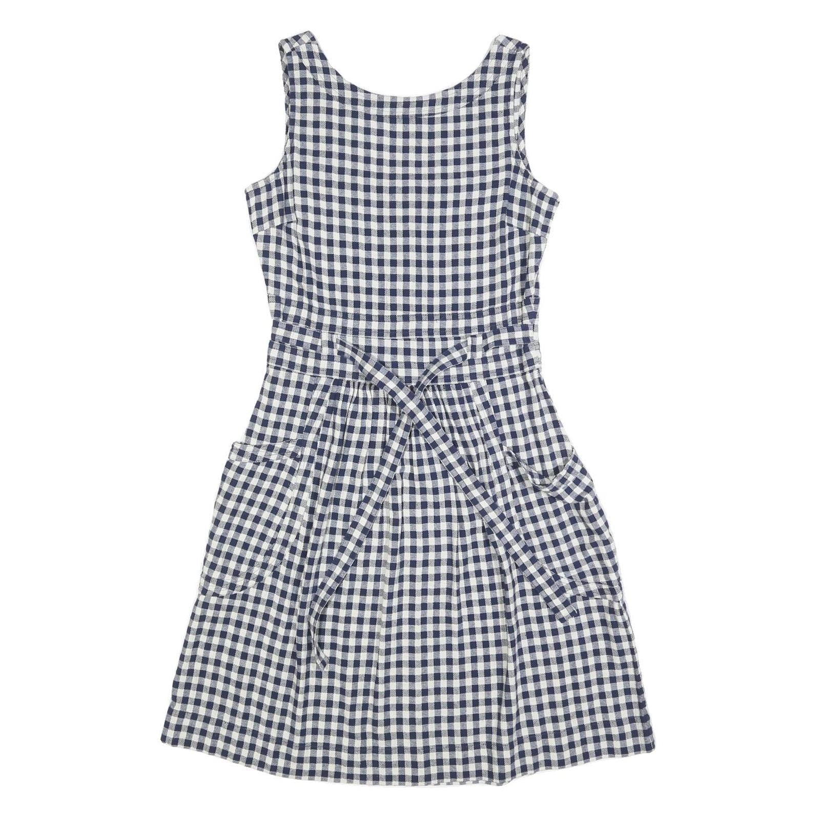 FAT FACE Womens Blue & White Gingham Cotton Blend Day Dress Sleeveless UK 8 Refurbished - N/A refurbished available on Cerqular