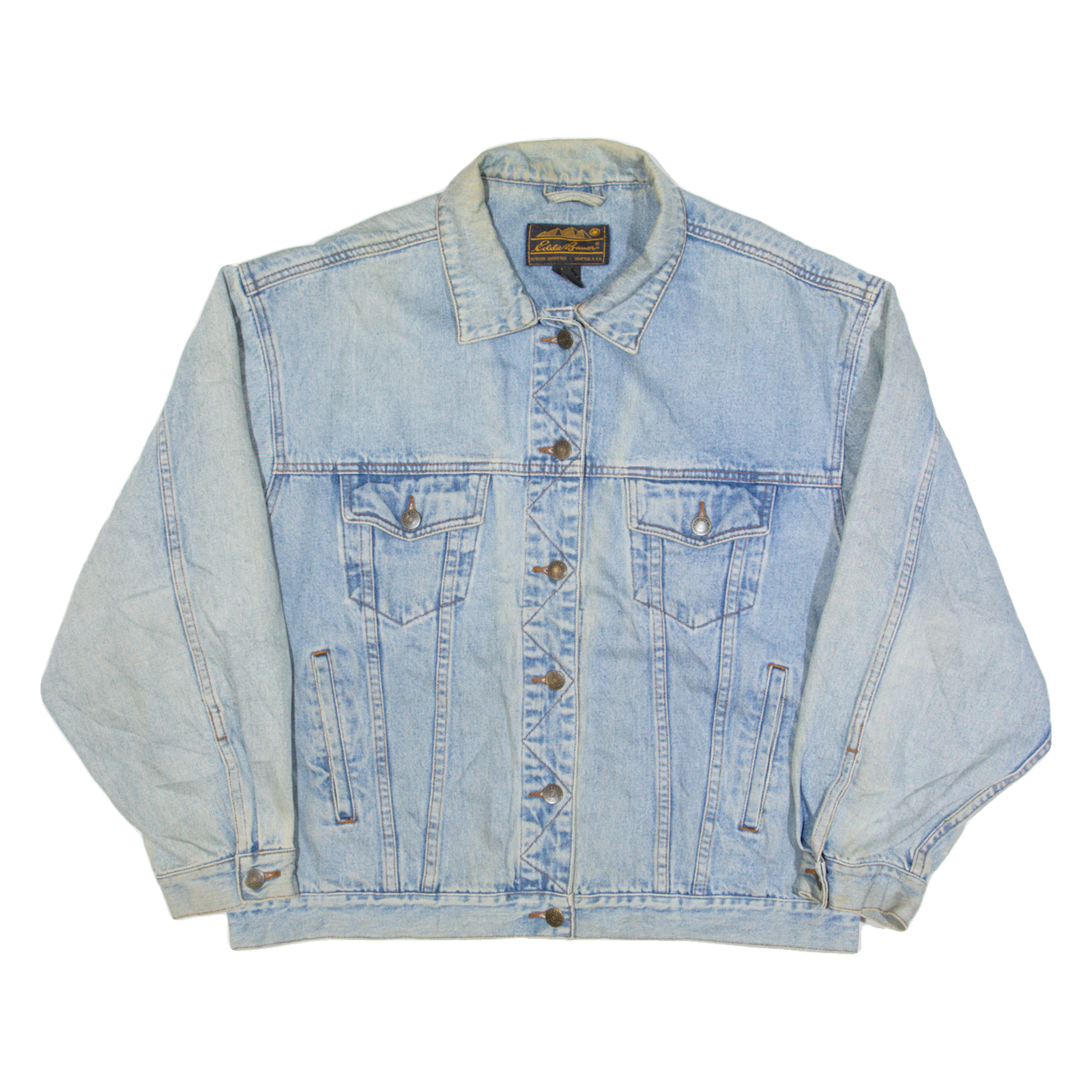 EDDIE BAUER Womens Denim Jacket Blue 90s L Refurbished - N/A refurbished available on Cerqular