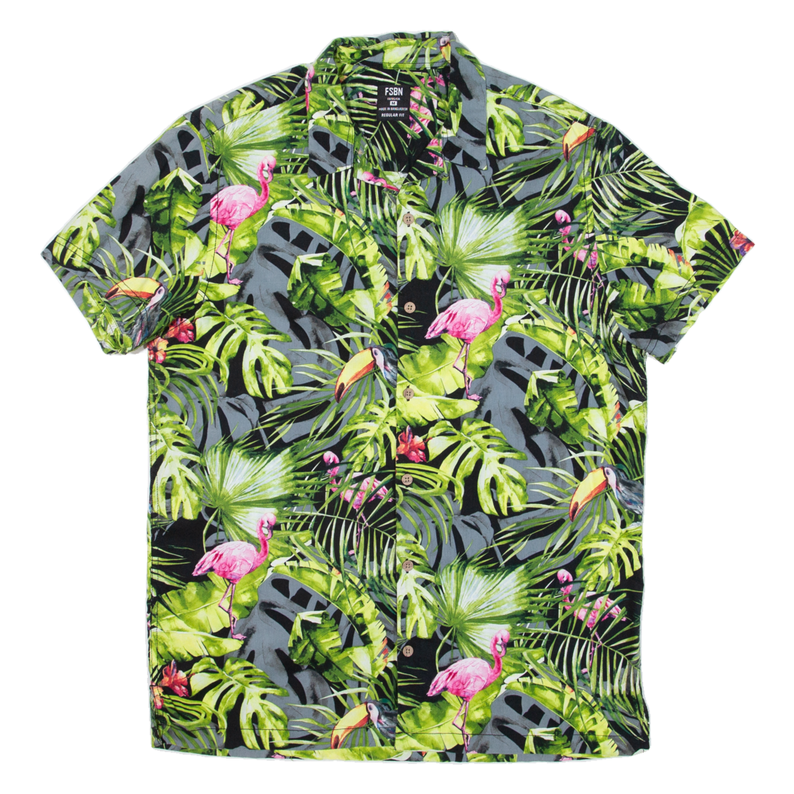 FSBN Mens Hawaiian Shirt Green Floral M Refurbished - N/A refurbished available on Cerqular