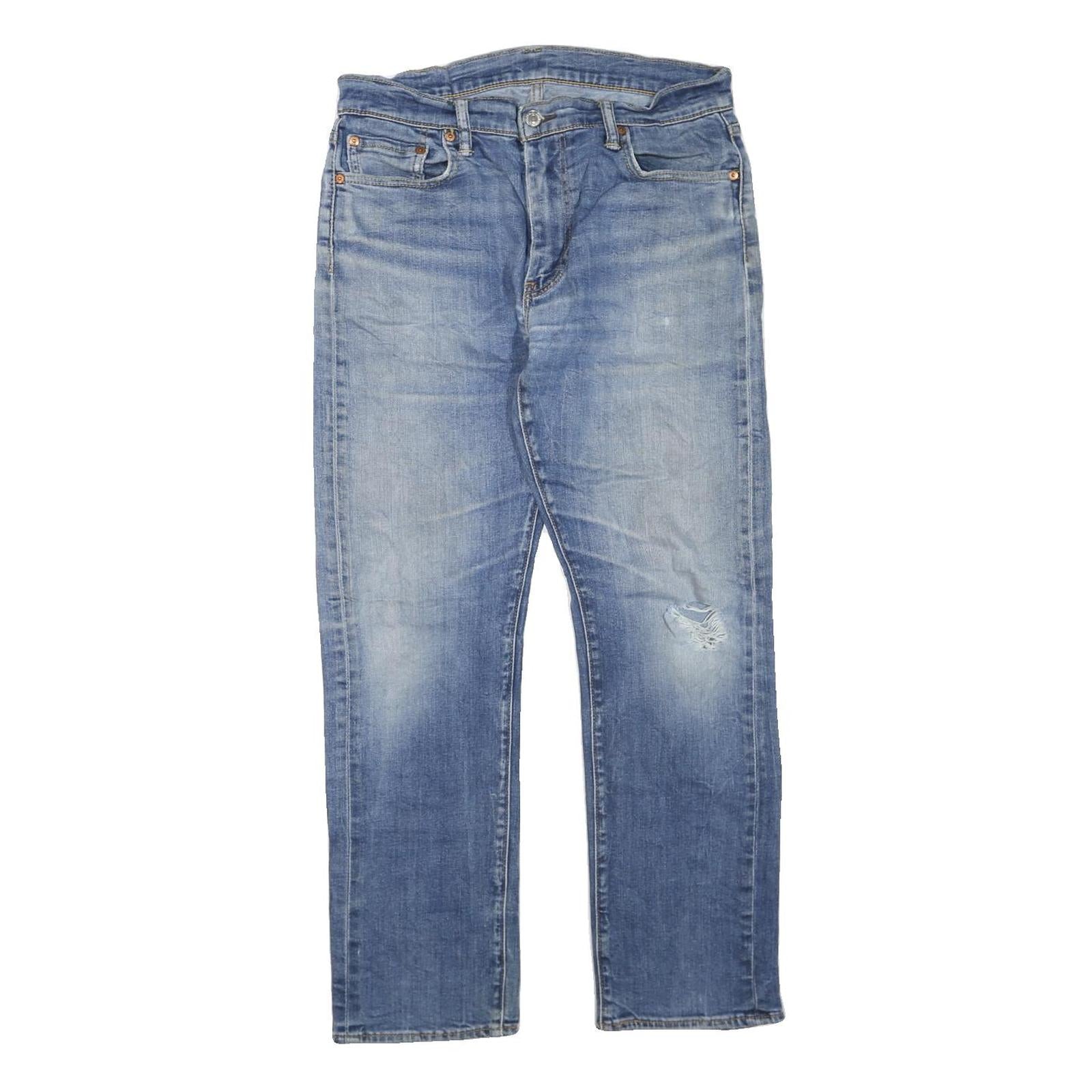 LEVI'S 513 Mens Jeans Blue Regular Straight Denim Medium W33 L30 Distressed Zip Refurbished - N/A refurbished available on Cerqular