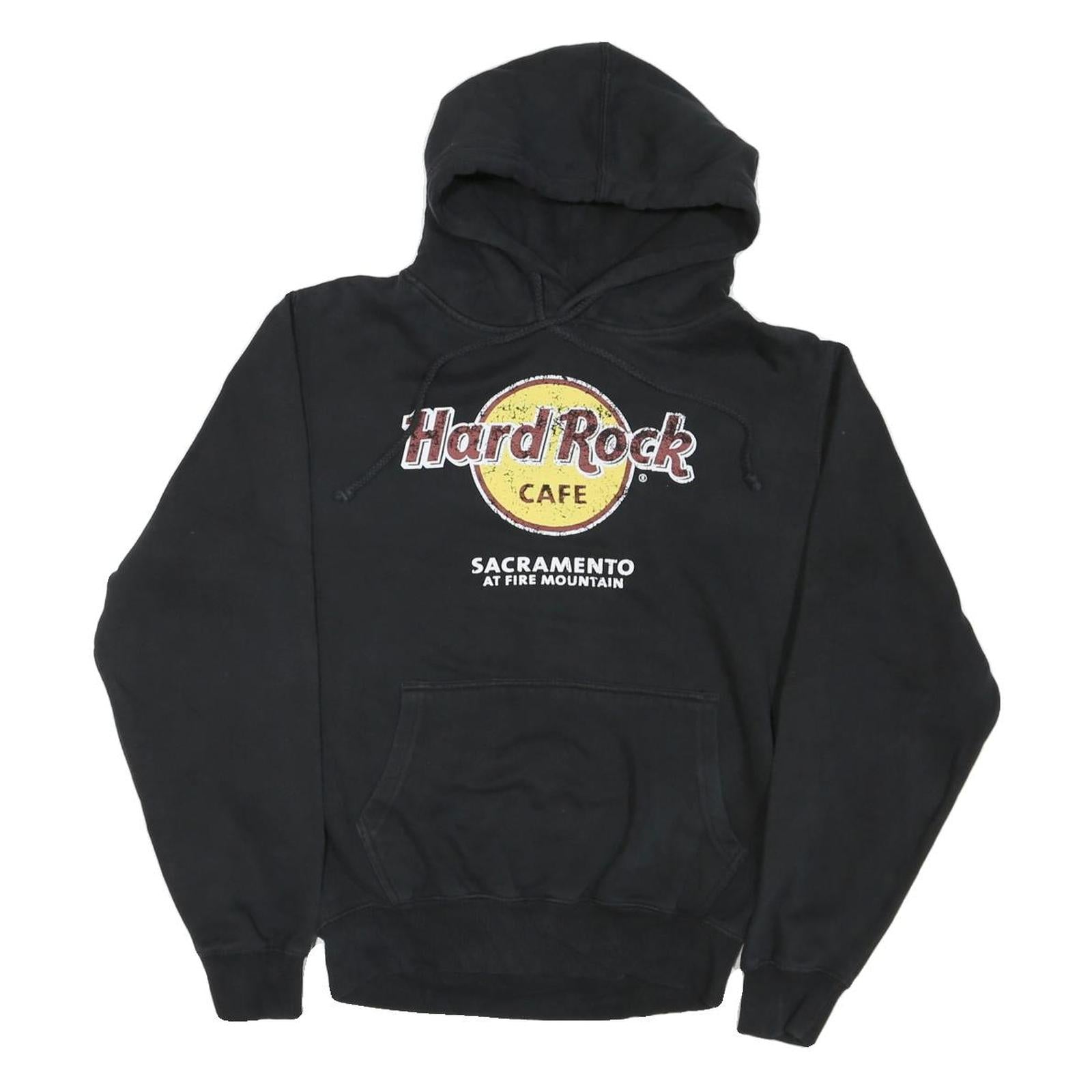 HARD ROCK CAFE Mens Black Hoodie M Sacramento Printed Cotton Blend Pullover Refurbished - N/A refurbished available on Cerqular
