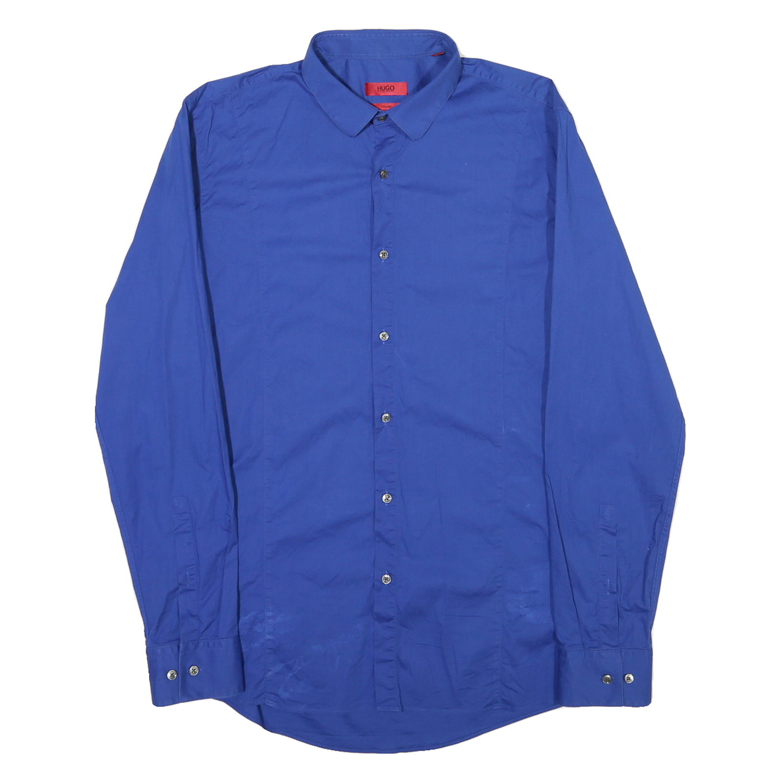 HUGO BOSS Mens Blue Shirt L Cotton Blend Classic Fit Button Down Collar Long Refurbished - N/A refurbished available on Cerqular