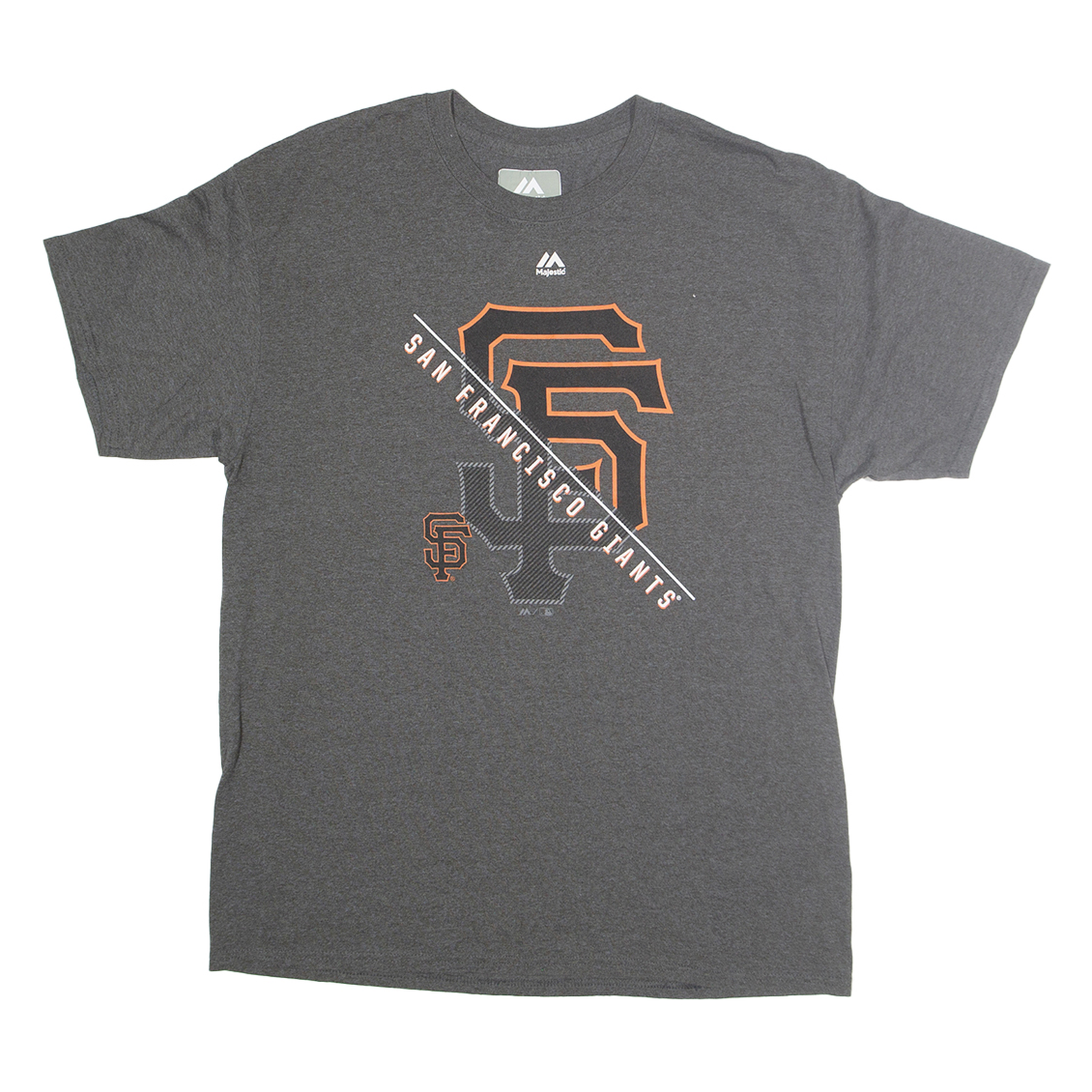 MAJESTIC Mens Grey San Francisco Giants Graphic T-Shirt L Short Sleeve Crew Neck Refurbished - N/A refurbished available on Cerqular