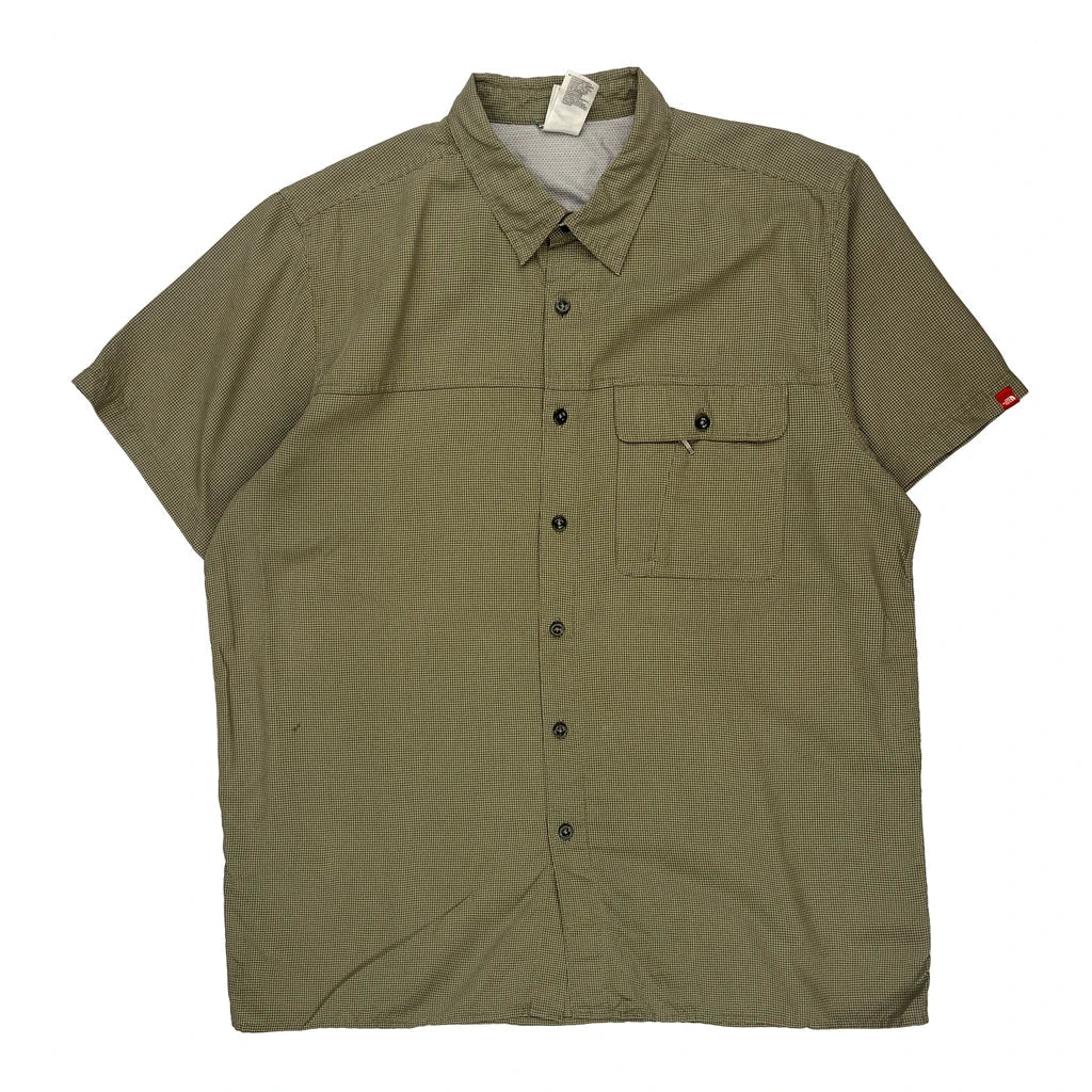 The North Face Short Sleeve Shirt - XL Green Polyester Refurbished - Thrifted (note: this is a term often used to describe second- refurbished available on Cerqular