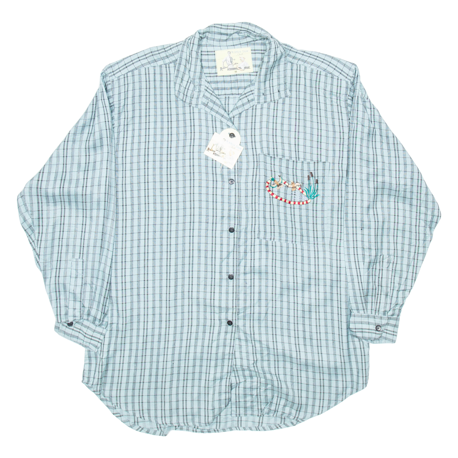 MODERN BASIC Womens Shirt Blue Check Long Sleeve L Refurbished - N/A refurbished available on Cerqular