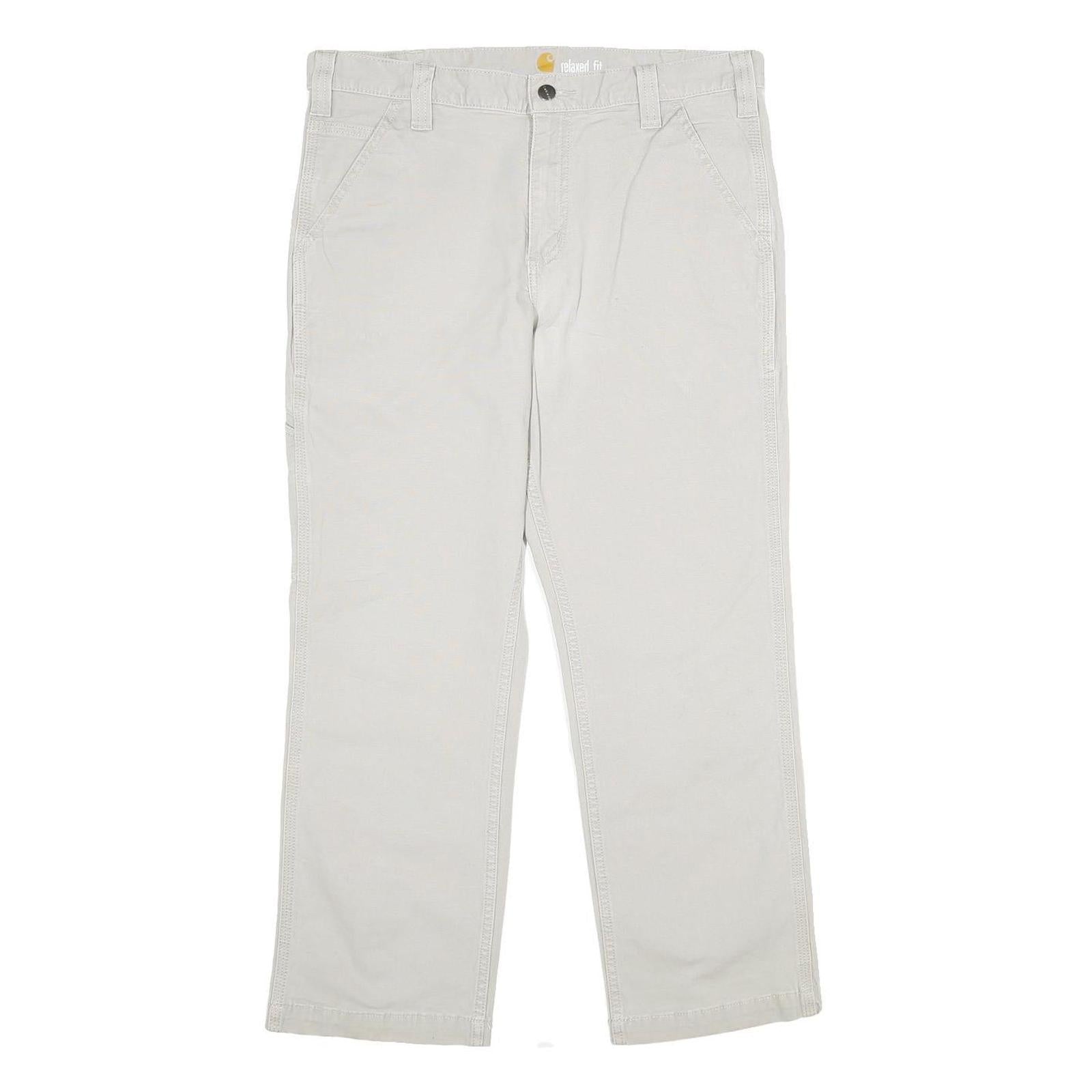 CARHARTT Mens Cotton Blend Beige Relaxed Fit Straight Leg Trousers W34 L28 Refurbished - N/A refurbished available on Cerqular