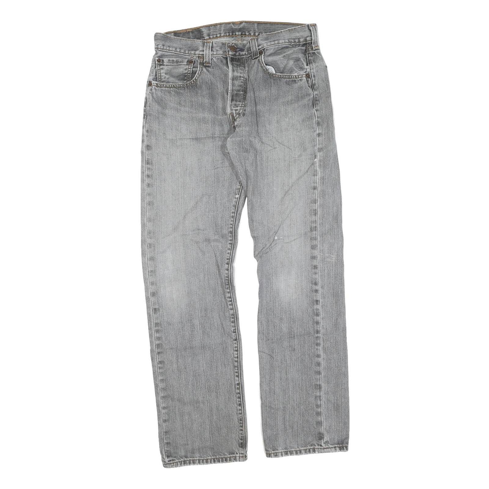 LEVI'S 501 Mens Jeans Grey Regular Straight Denim Medium W31 L32 Classic Button Refurbished - N/A refurbished available on Cerqular