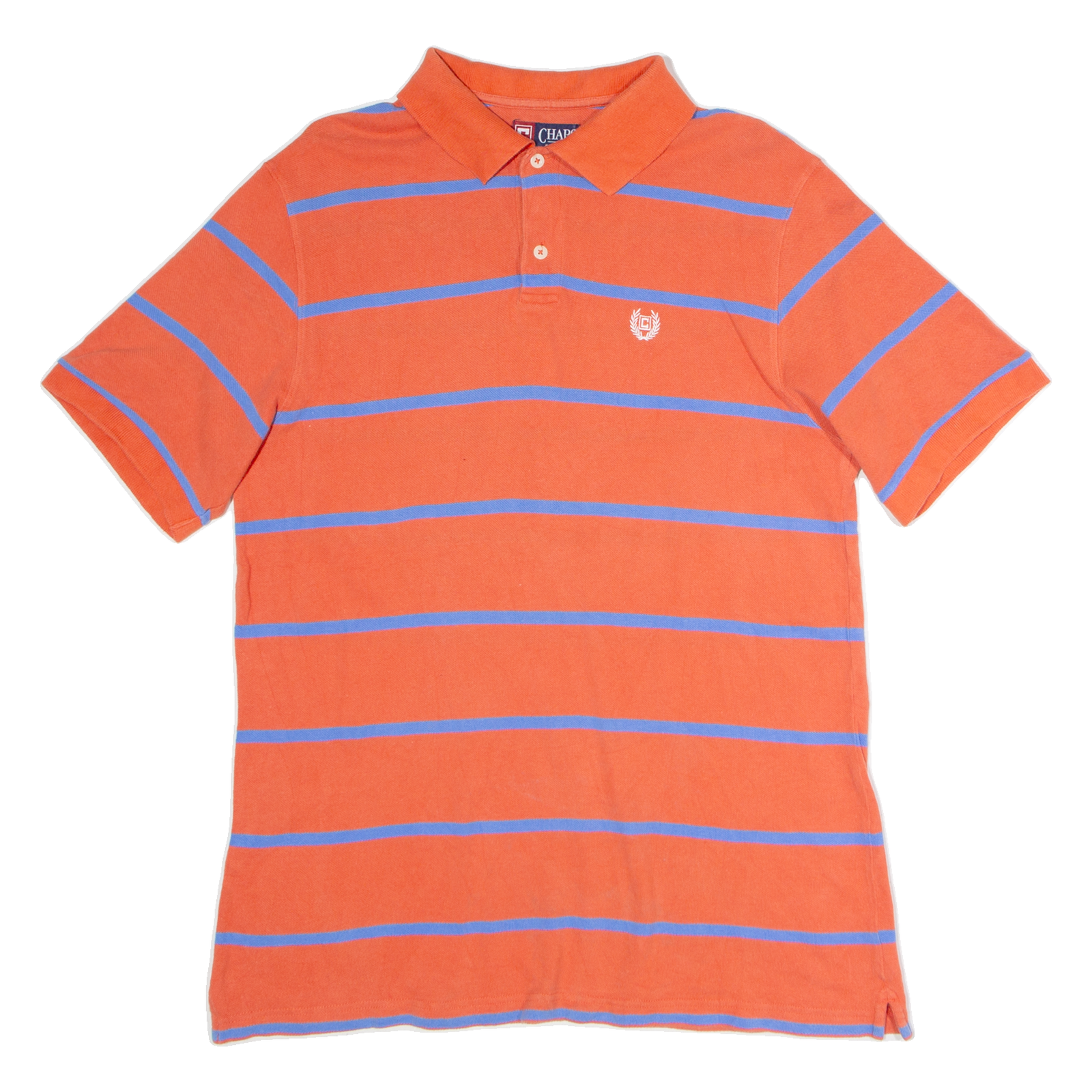 CHAPS Mens Polo Shirt Orange Striped M Refurbished - N/A refurbished available on Cerqular