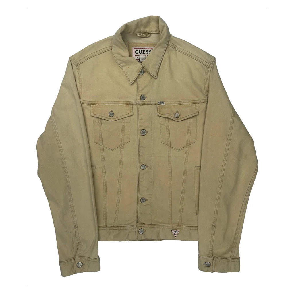 Guess Denim Jacket - XL Beige Cotton Refurbished - Thrifted (note: this is a term often used to describe second- refurbished available on Cerqular
