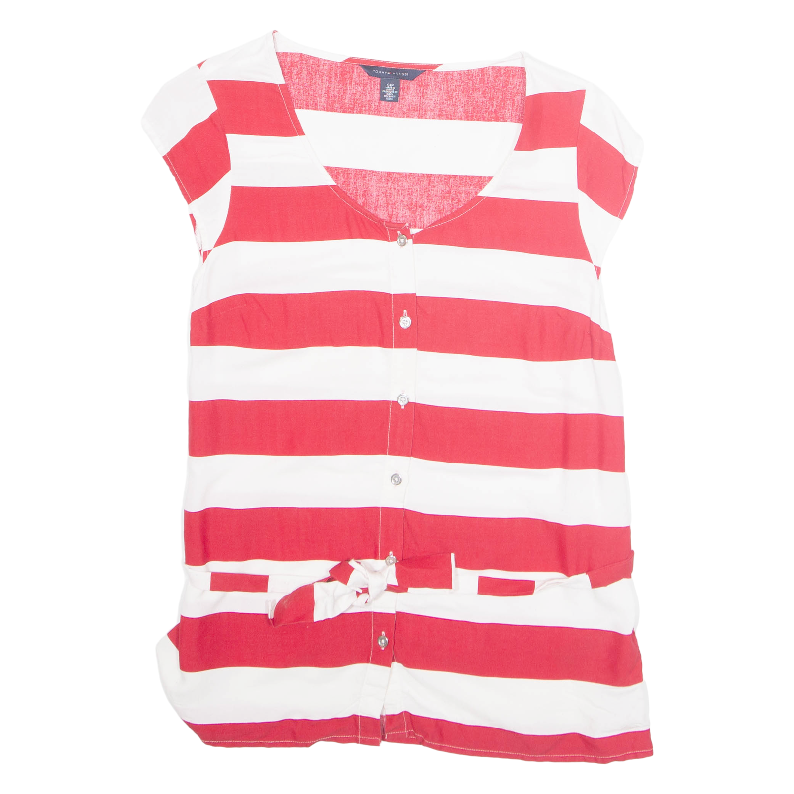 TOMMY HILFIGER Womens Printed Top Red Sleeveless Striped S Refurbished - N/A refurbished available on Cerqular