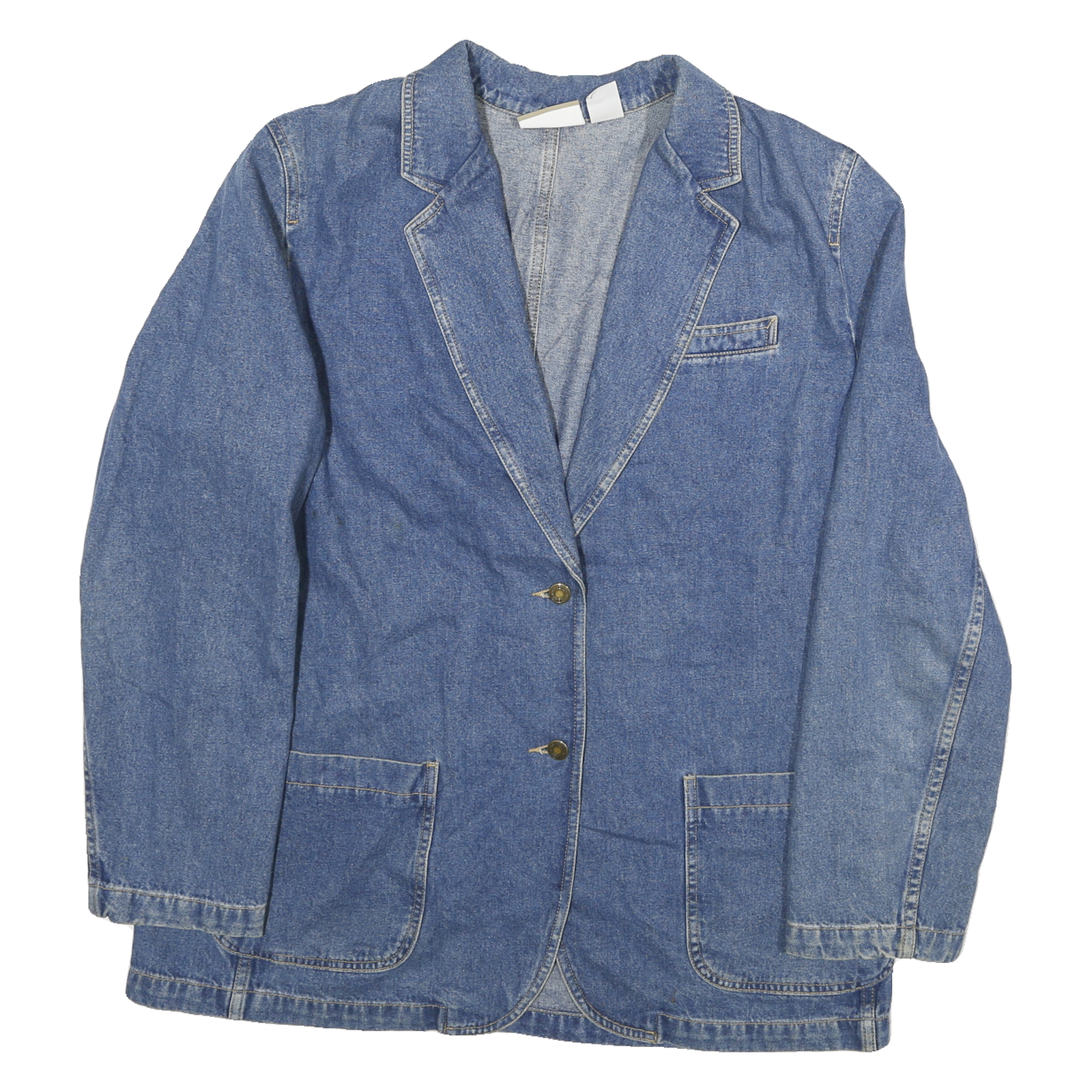 LIZ CLAIBORNE Womens Blue Denim Jacket UK 12 Cotton Button Closure Long Sleeve Refurbished - N/A refurbished available on Cerqular