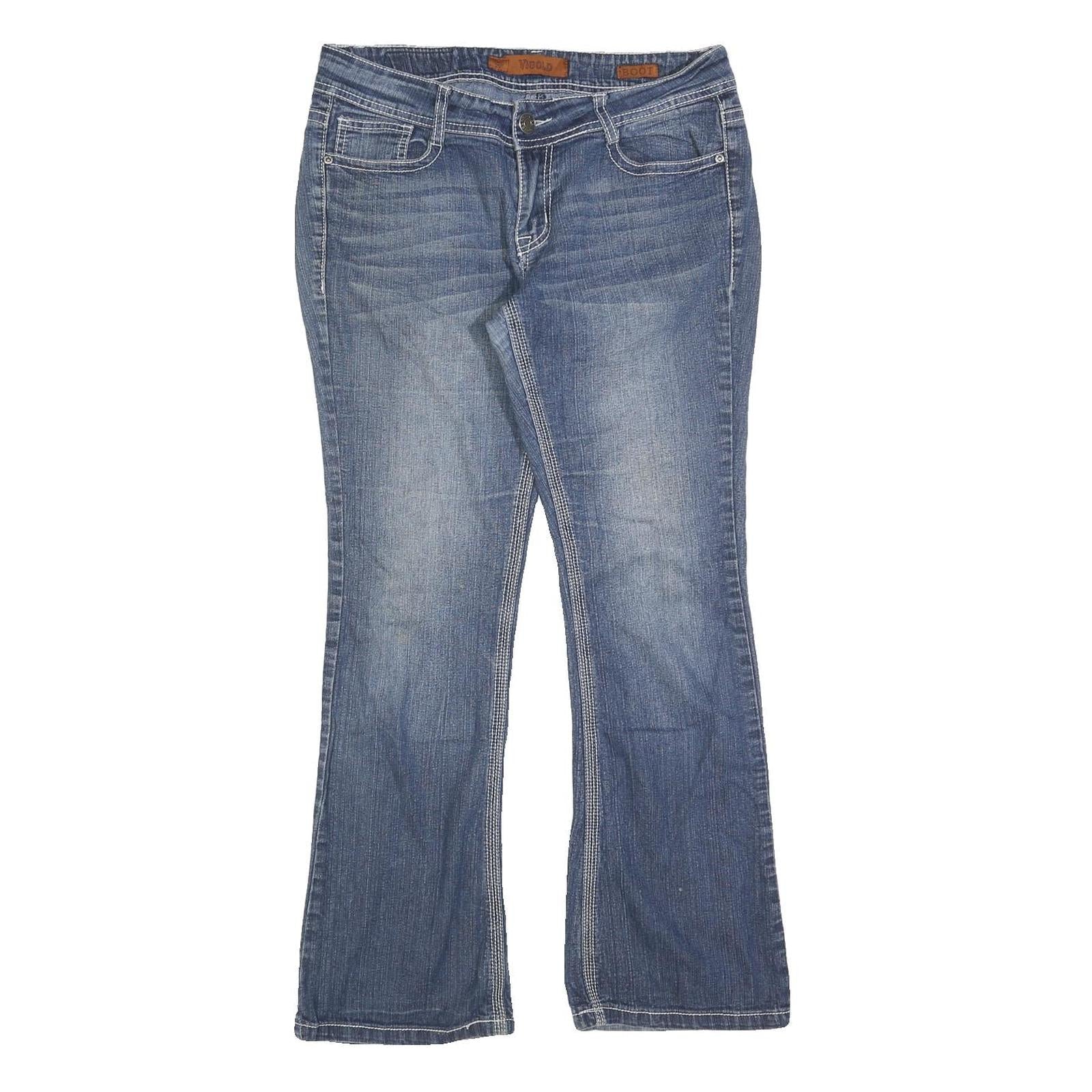 VIGOLD Womens Jeans Blue Regular Bootcut Denim Medium W32 L30 Stylish Embroidery Refurbished - N/A refurbished available on Cerqular