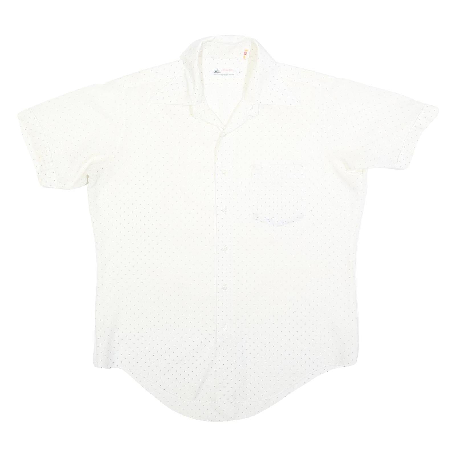 Mens White Shirt Polka Dot Print L Short Sleeve Casual Button Shirt Refurbished - N/A refurbished available on Cerqular