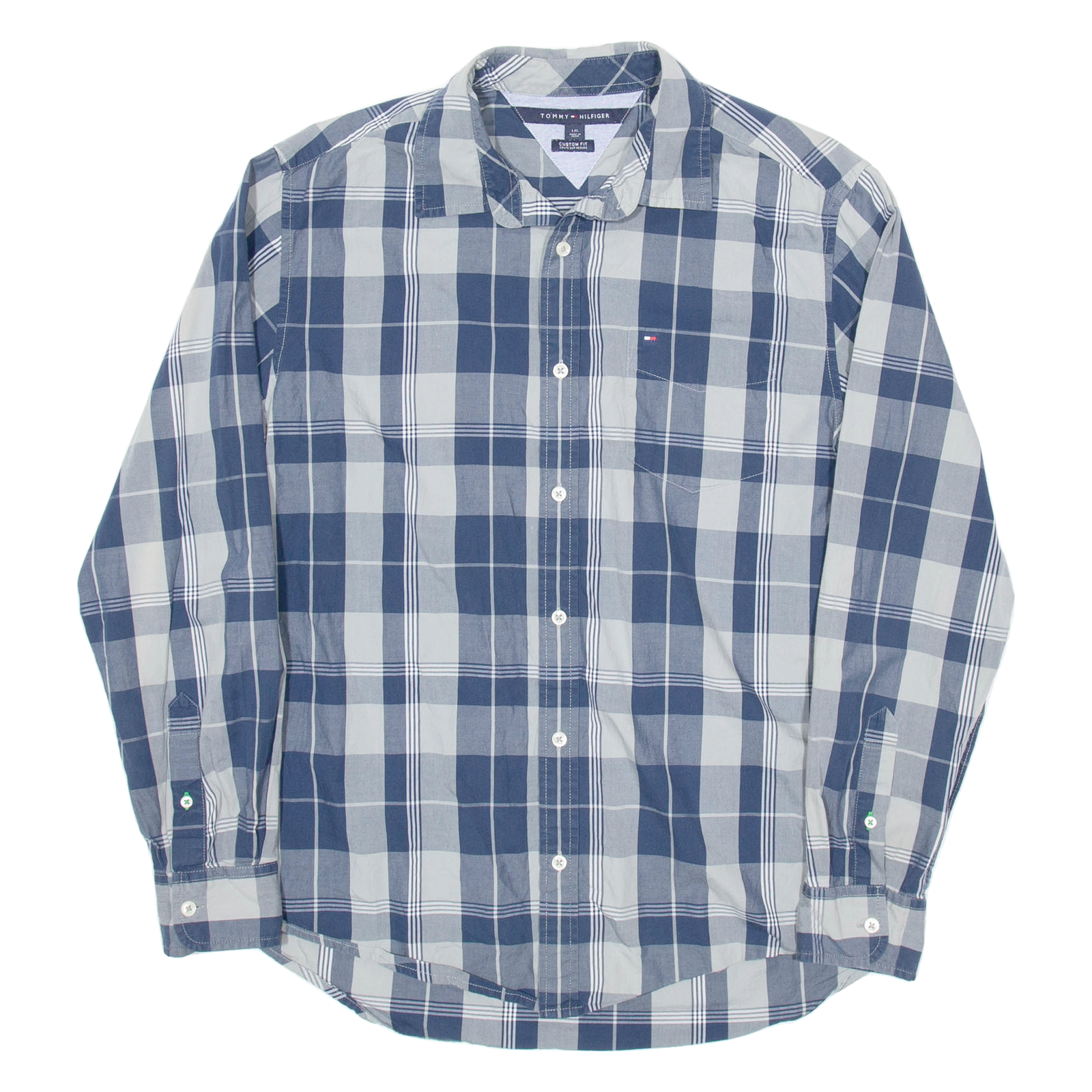 TOMMY HILFIGER Custom Fit Mens Shirt Blue Plaid Long Sleeve L Refurbished - N/A refurbished available on Cerqular