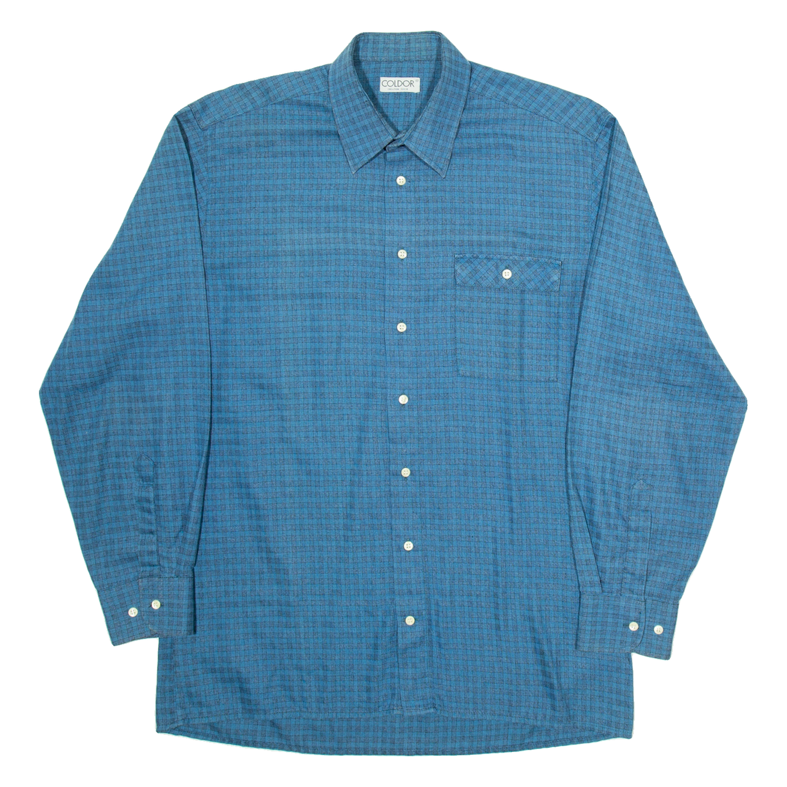 COLDOR Mens Shirt Blue Check Long Sleeve L Refurbished - N/A refurbished available on Cerqular