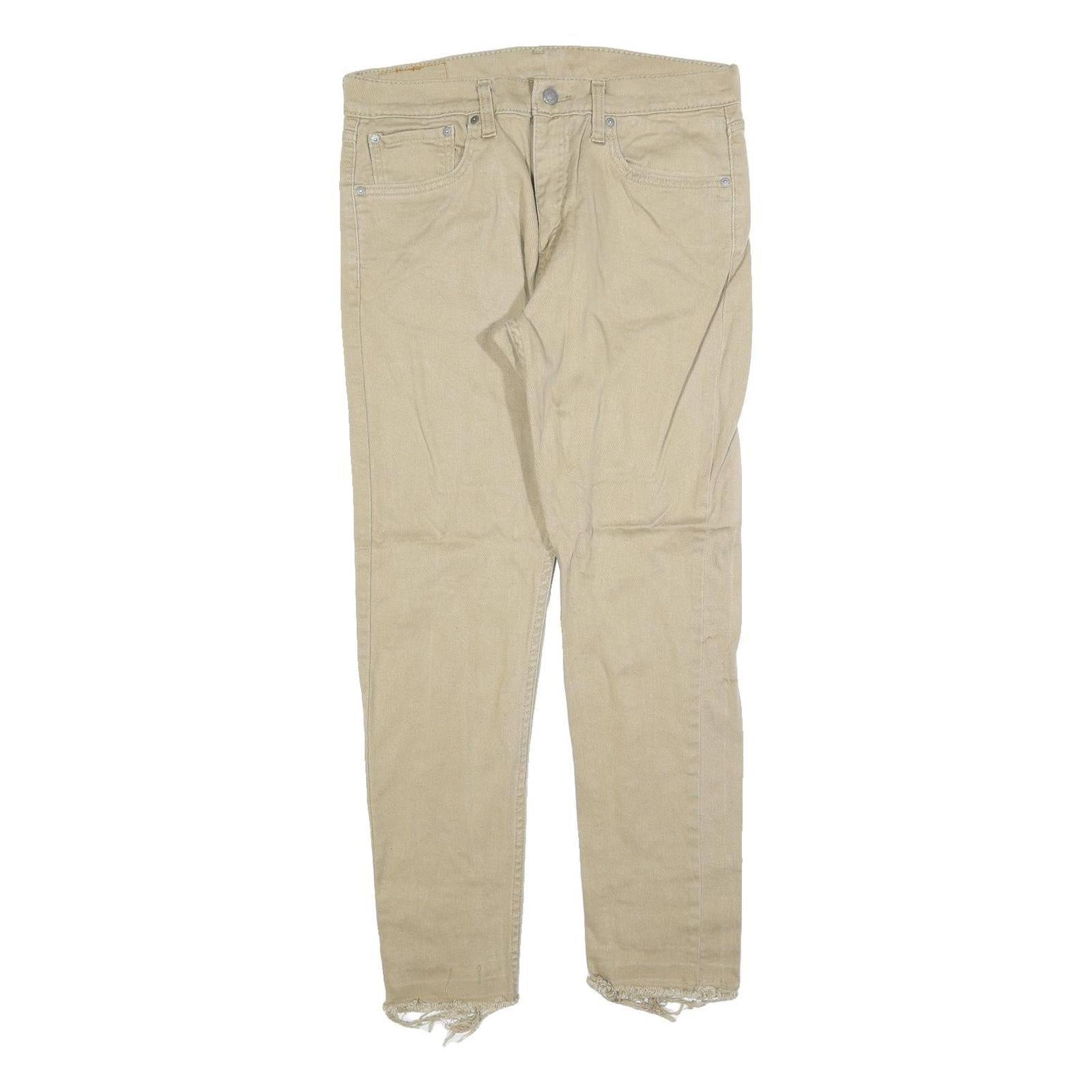 LEVI'S 512 Tapered Mens Jeans Beige Slim Tapered Denim W33 L27 Frayed Hem Refurbished - N/A refurbished available on Cerqular