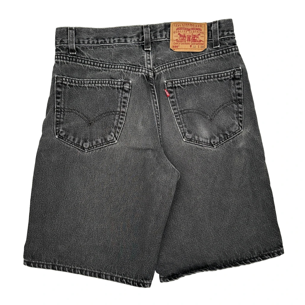 Levis Denim Shorts - 30W 10L Grey Cotton Refurbished - Thrifted (note: this is a term often used to describe second- refurbished available on Cerqular
