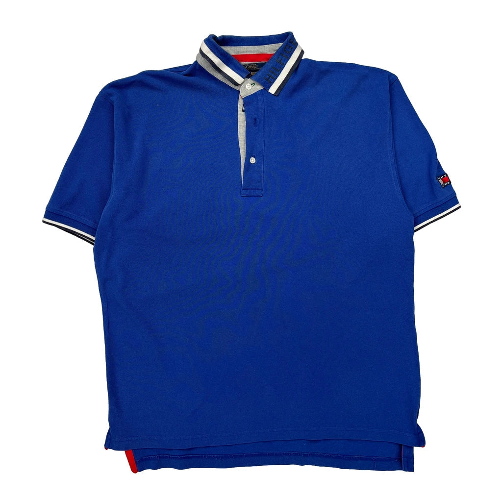 Buy Tommy Hilfiger Polo Shirt - Medium Blue Cotton Refurbished - $24.11 Tommy Hilfiger Polo Shirt - Medium Blue Cotton Refurbished - Thrifted (note: this is a term often used to describe second- refurbished available on Cerqular